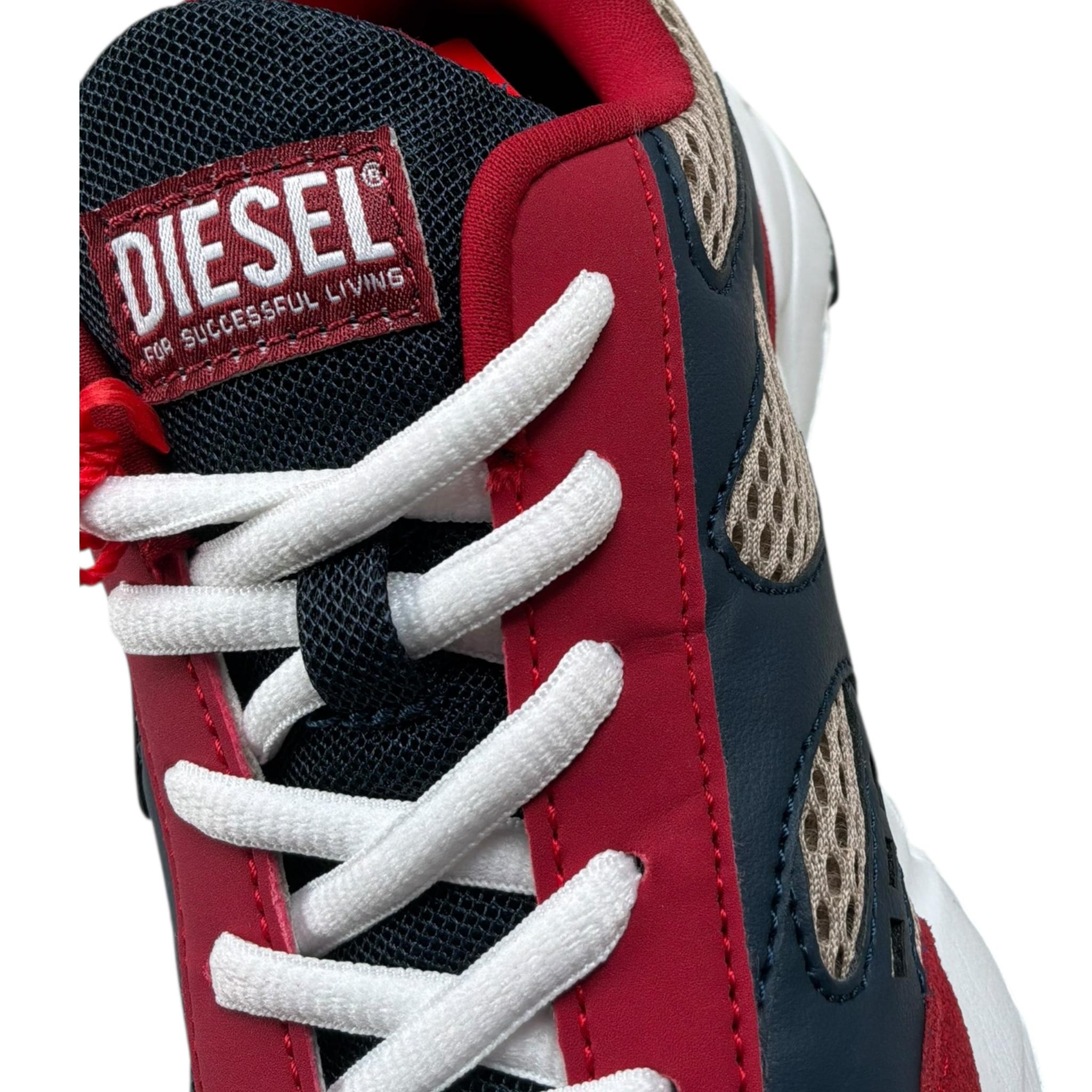 Diesel Sneakers Tinta Unita con Lacci E Fantasia per Bambino BC0581P ROSSO DIESEL 