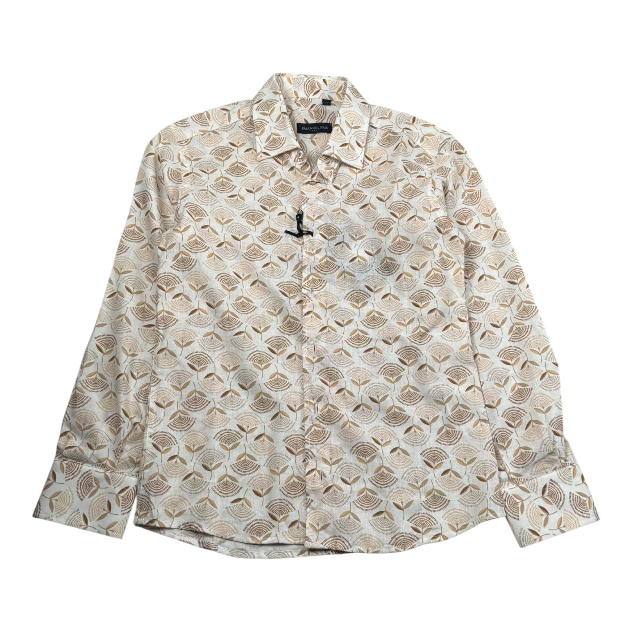 Emanuel Pris Camicia Tinta Unita Manica Lunga con Fantasia per Bambino ECM4127R PANNA EMANUEL PRIS 