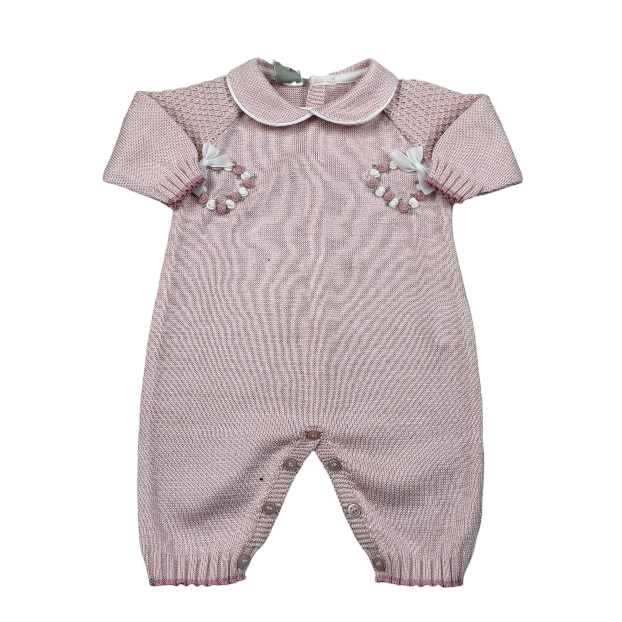 Marlu' Tutina Manica Lunga Tinta Unita con Ricami per Neonata EB2410 ROSA MARLU' 