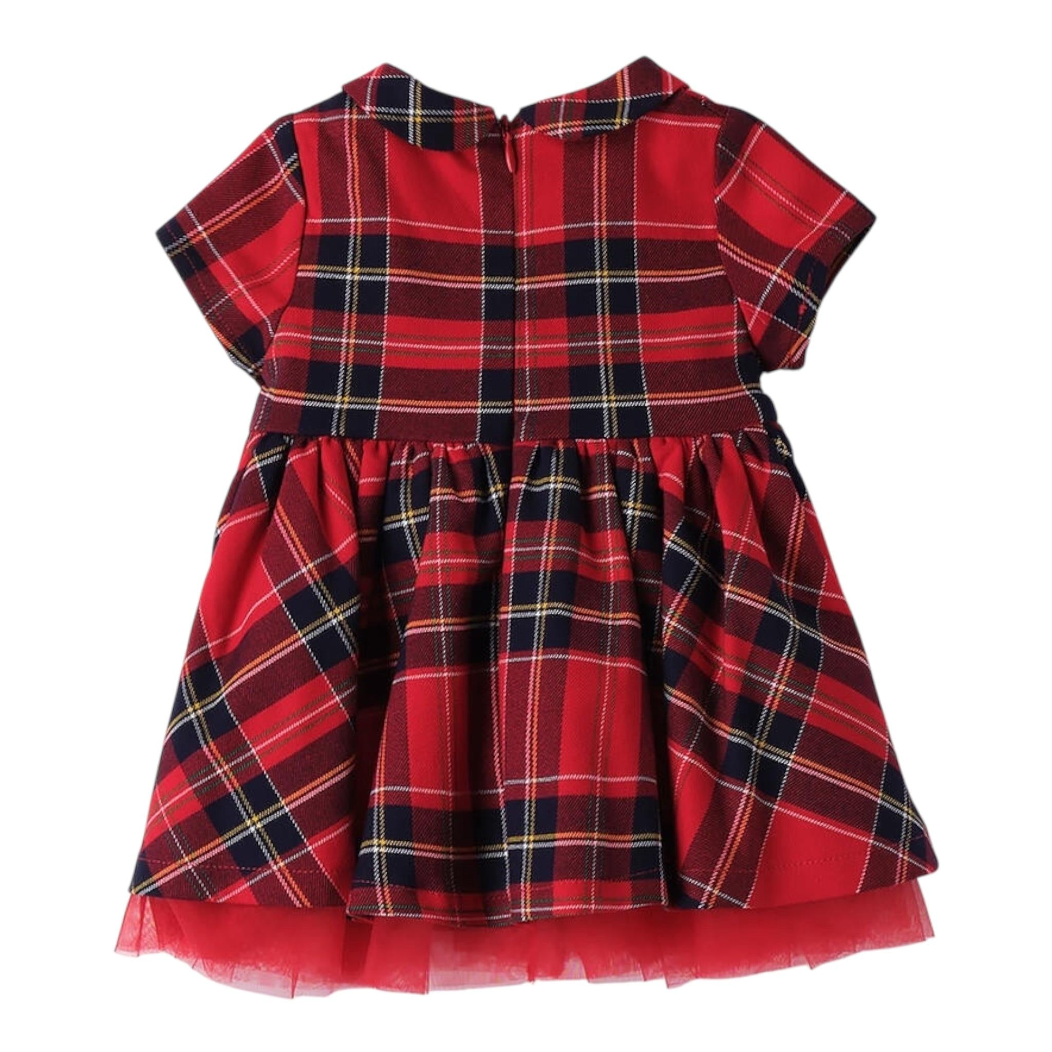 MINI BANDA abito mezza manica tinta unita con fantasia scozzese Rosso per Neonata 3A759X ROSSO MINI BANDA 