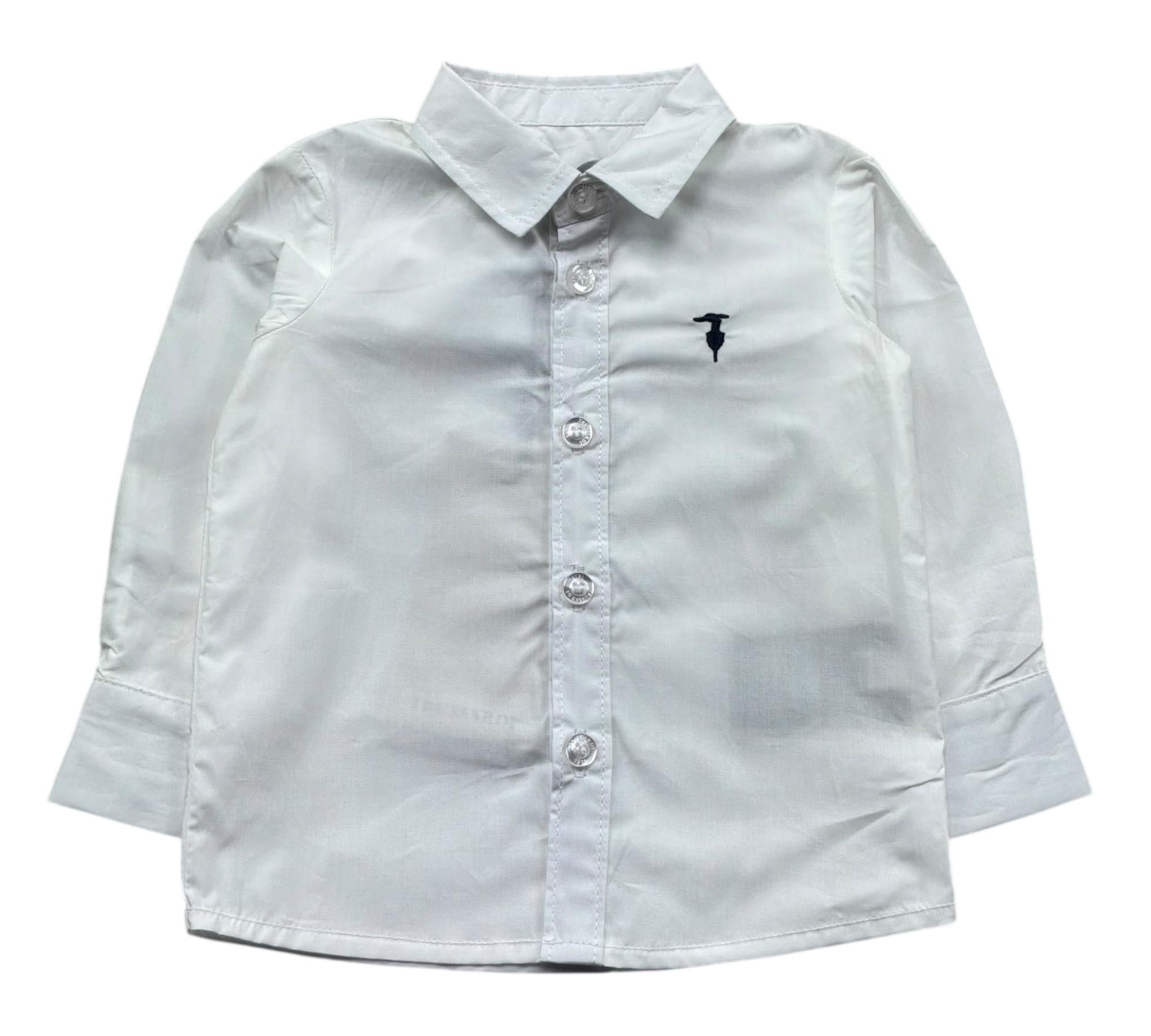 Trussardi Camicia Manica Lunga Tinta Unita con Logo per Neonato TIP26145CA BIANCO TRUSSARDI 
