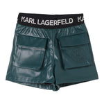 KARL LAGERFELD short tinta unita in ecopelle Verde per Neonata Z30197N VERDE KARL LAGERFELD 