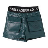 KARL LAGERFELD short tinta unita in ecopelle Verde per Neonata Z30197N VERDE KARL LAGERFELD 