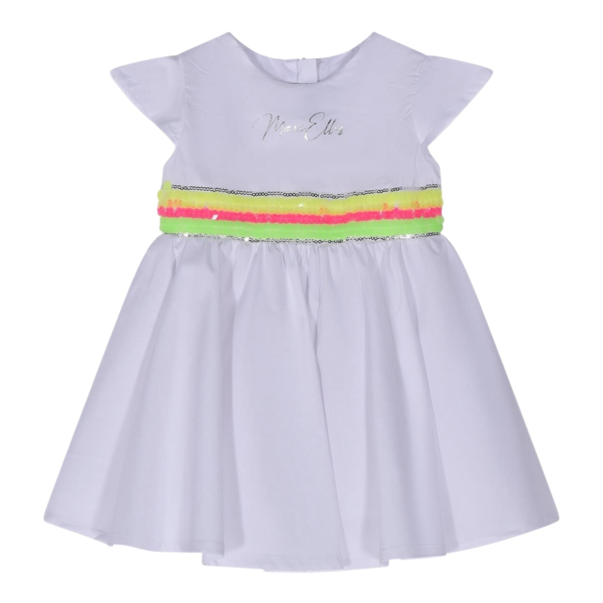 Marc Ellis Abito tinta unita con Paillettes Bianco per Neonata JMNDR01543 BIANCO MARC ELLIS 