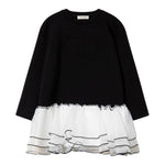 TWINSET abito tinta unita con tulle in contrasto Nero per Bambina 242GJ2021 NERO TWINSET 