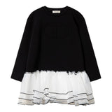 TWINSET abito tinta unita con tulle in contrasto Nero per Bambina 242GJ2021 NERO TWINSET 