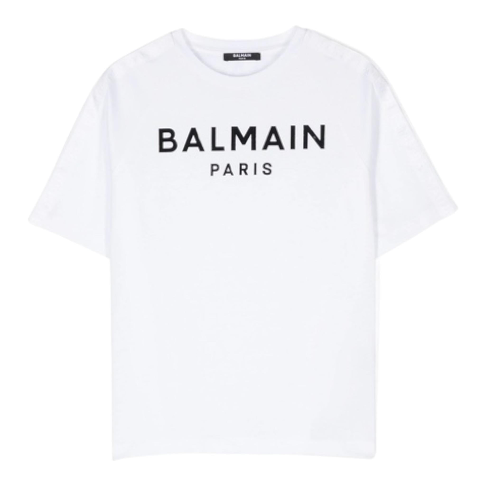 BALMAIN t-shirt girocollo tinta unita con stampa Bianco per Bambino BV8R71 BIANCO BALMAIN 
