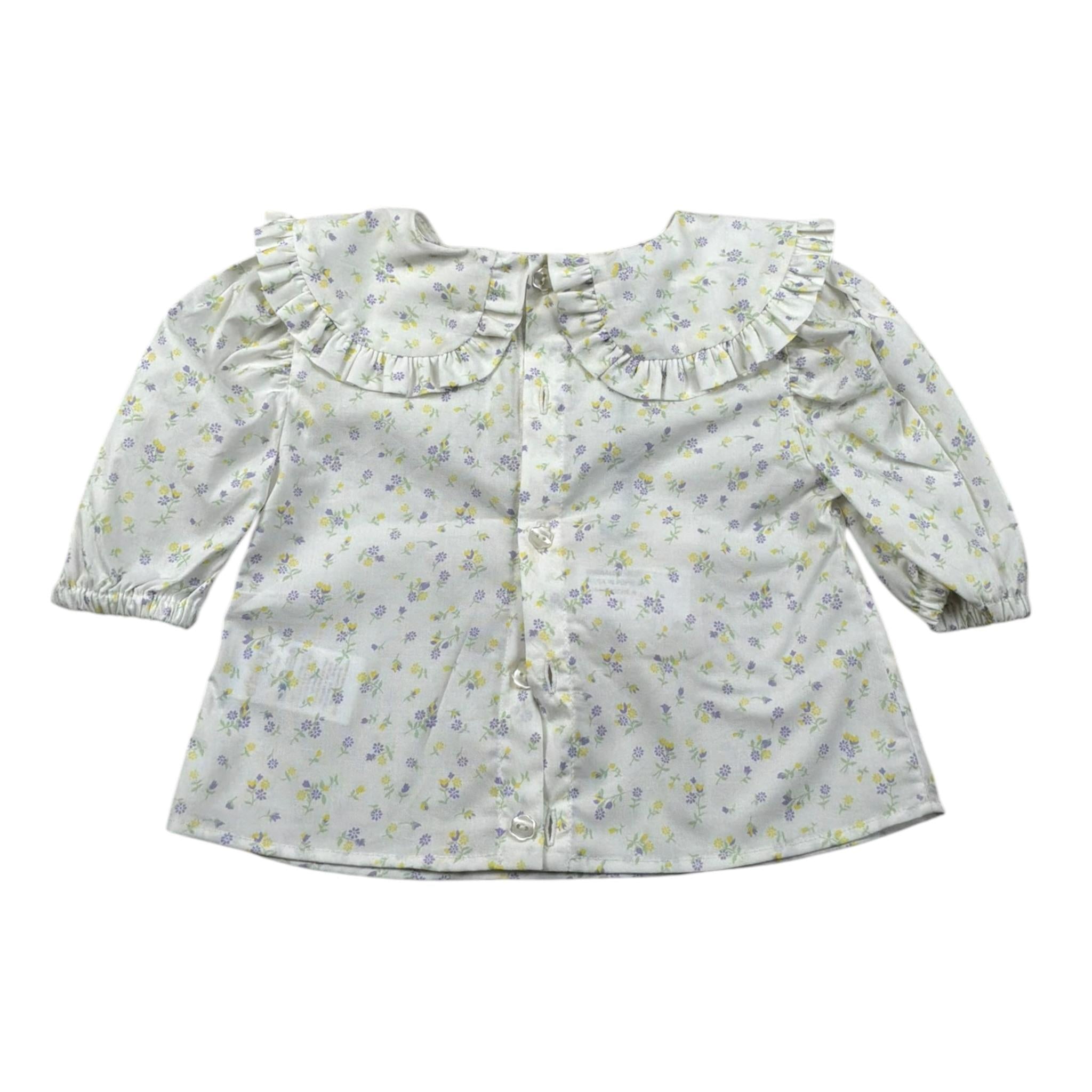 A' La Page Camicia Manica Lunga Tinta Unita Fantasia Floreale per Neonata AL166 BIANCO A' LA PAGE 