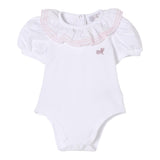 Monnalisa Body Tinta Unita Mezza Manica con Rouches per Neonata 37E300X BIANCO MONNALISA 