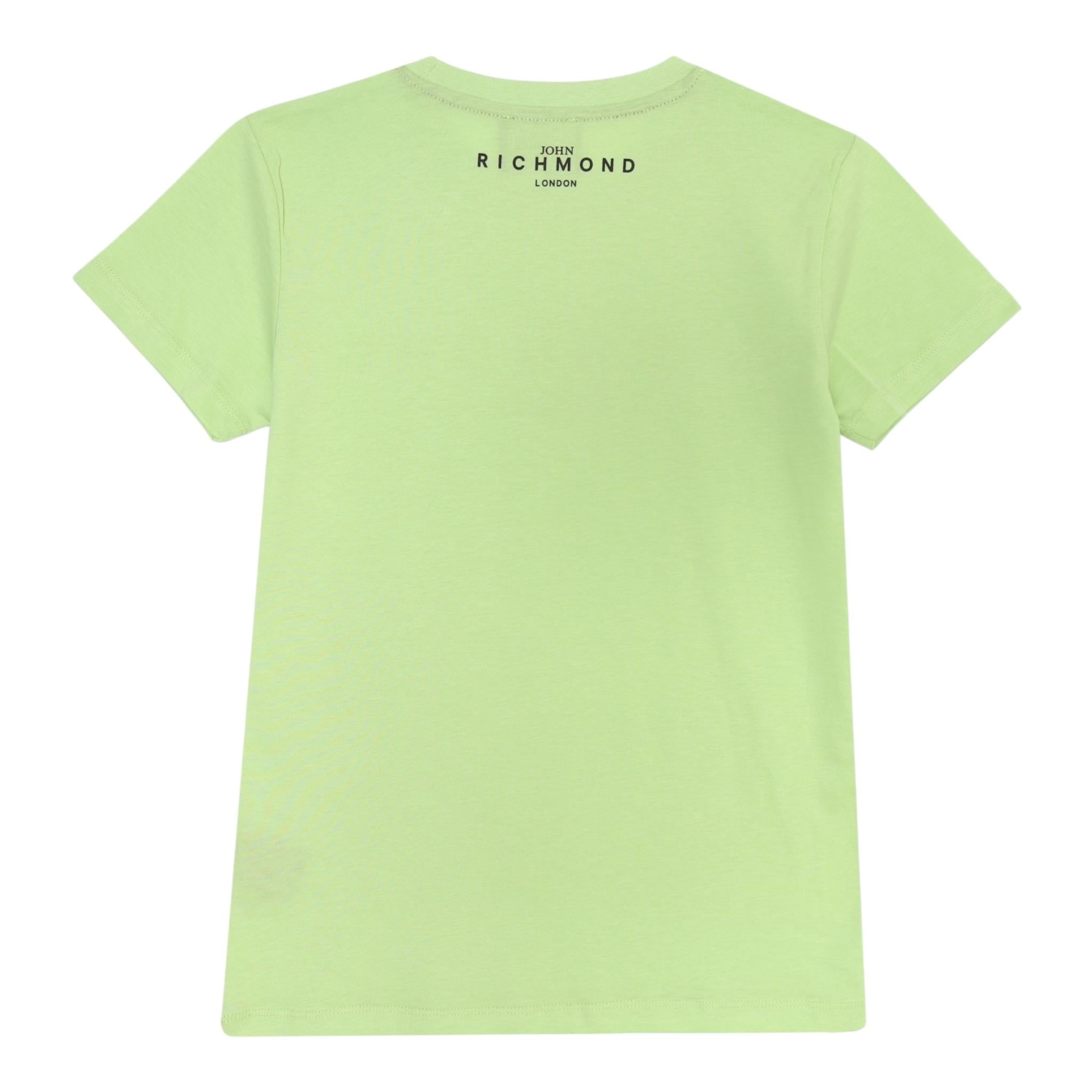 John Richmond T-Shirt Girocollo Tinta Unita con Stampa per Bambino RBP25003TSXX VERDE JOHN RICHMOND 
