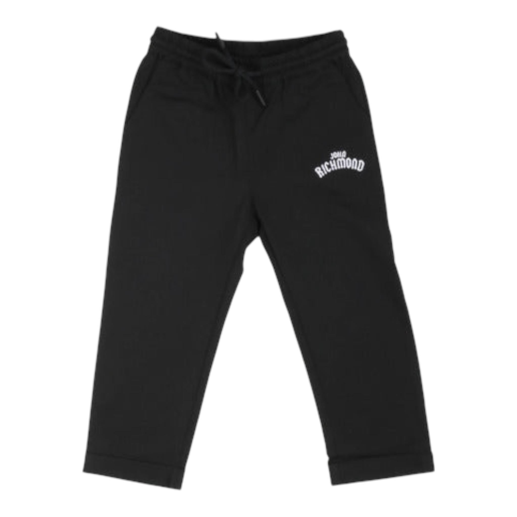 John Richmond Pantalone Tinta Unita con Elastico In Vita E Logo per Bambino RIA23083PA NERO JOHN RICHMOND 