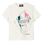 KARL LAGERFELD t-shirt girocollo tinta unita con stampa in contradt Panna per Bambina Z30184 PANNA KARL LAGERFELD 