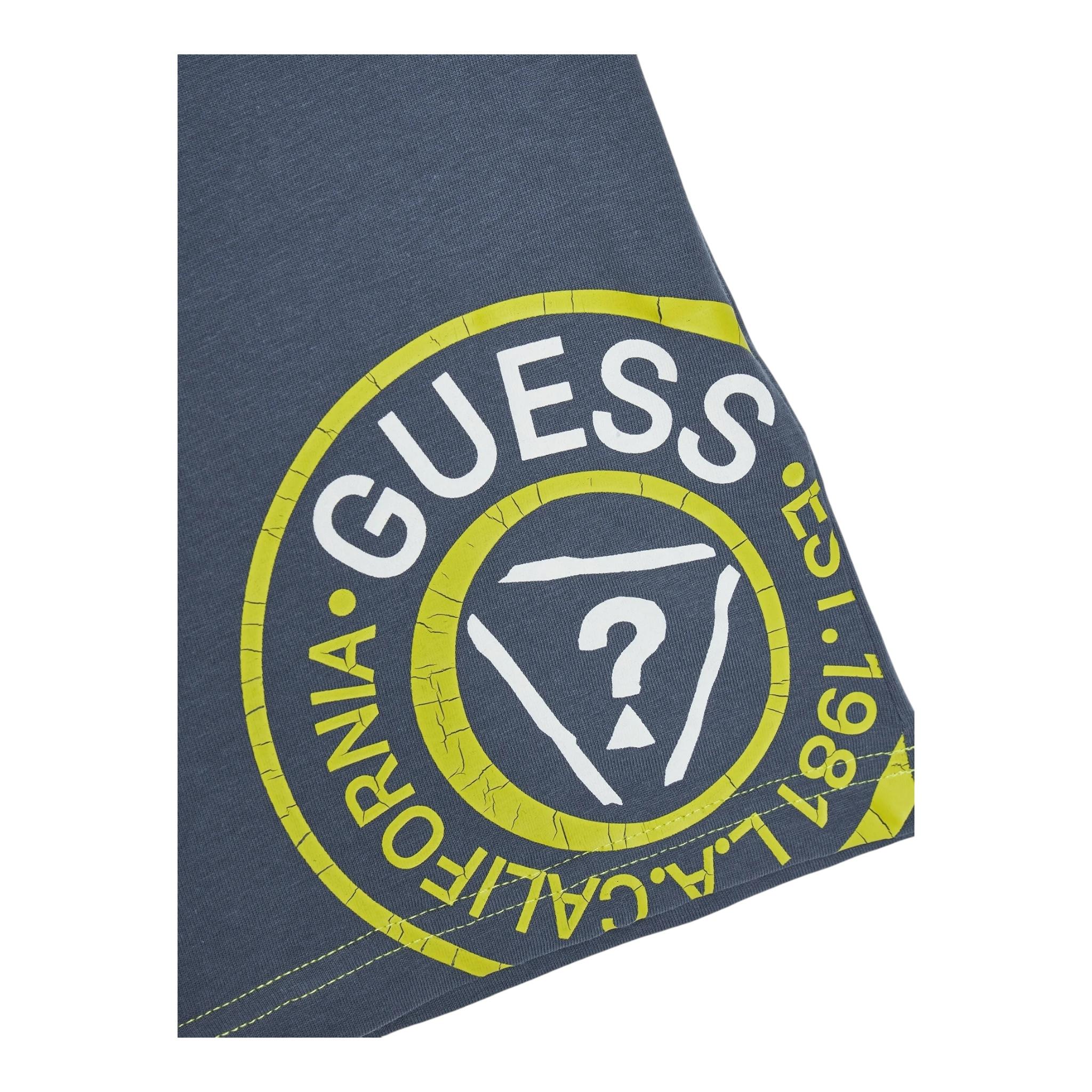 Guess T-Shirt Girocollo Tinta Unita con Stampa per Neonato N5RI15K8HM4X BLU GUESS 