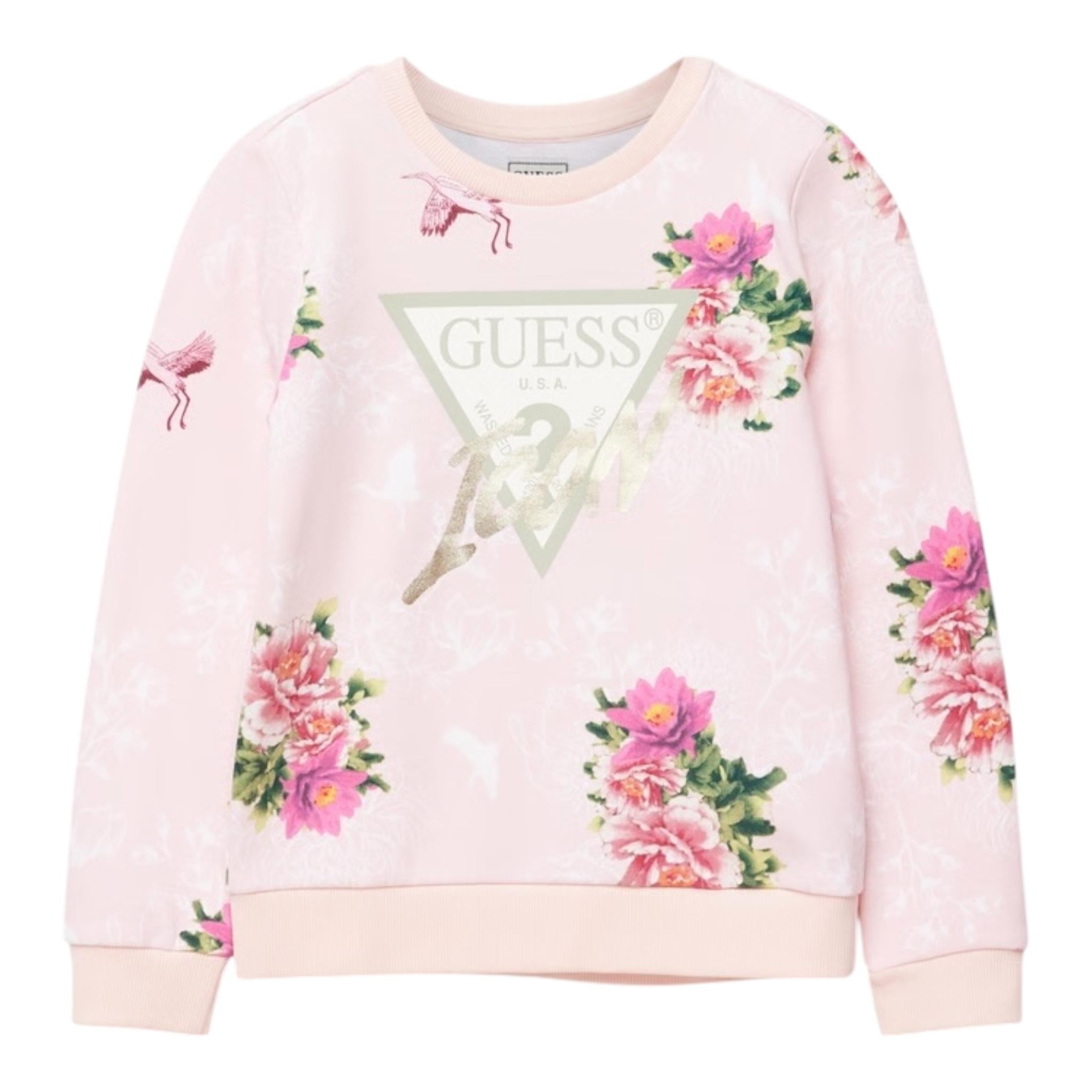 GUESS felpa chiusa girocollo stampa fantasia Rosa per Neonata K4YQ05KA6R33 ROSA GUESS 