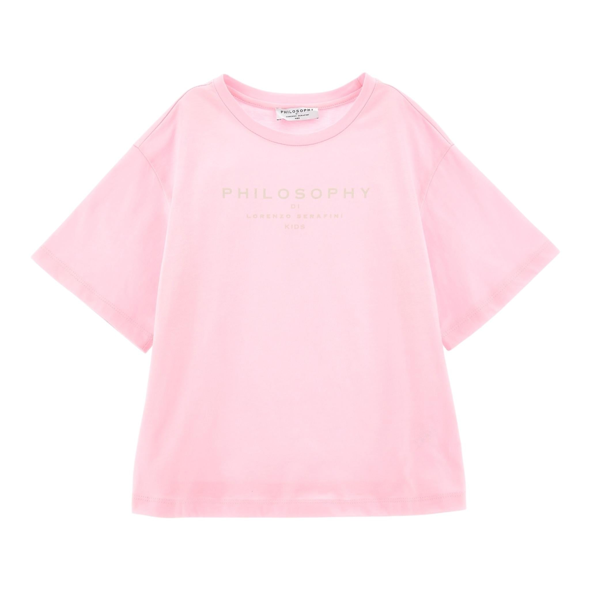 Philosophy T-Shirt Girocollo Tinta Unita con Stampa per Bambina I1E605 ROSA PHILOSOPHY 