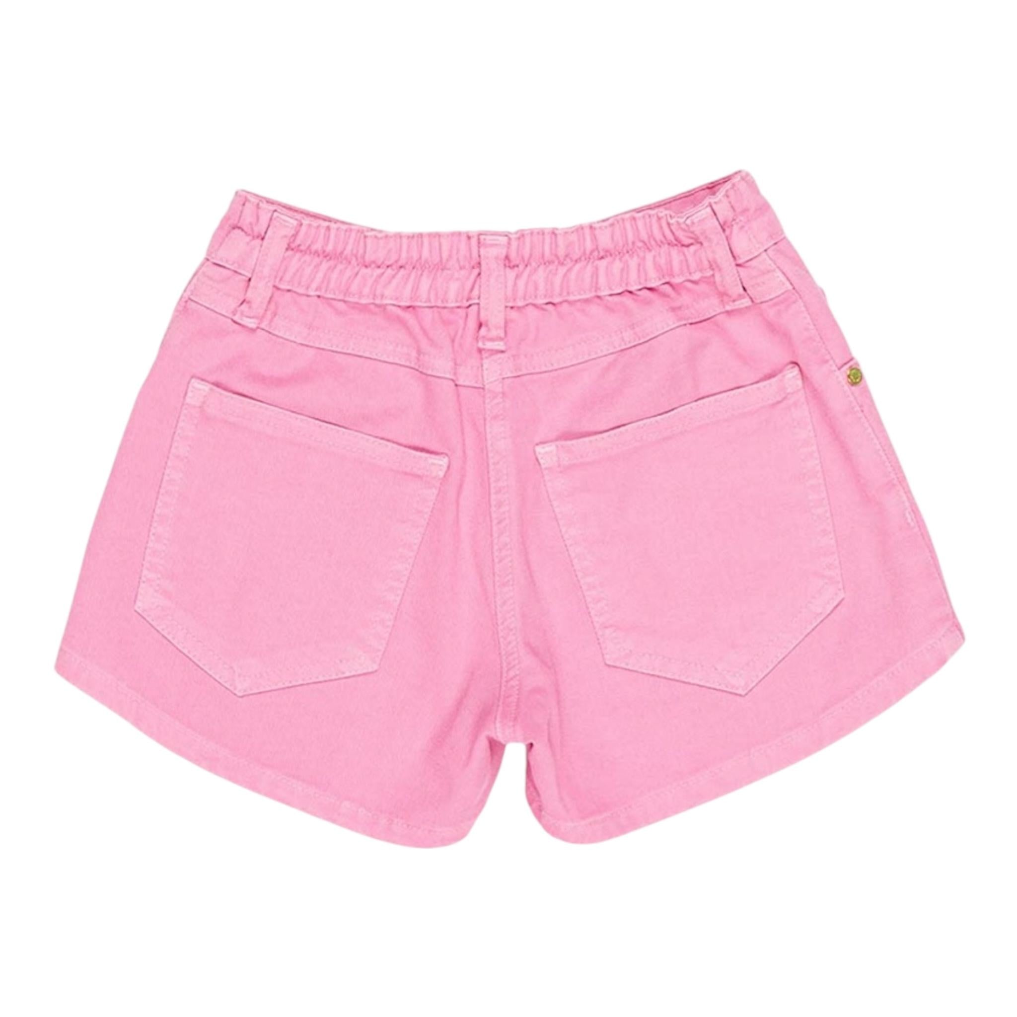 M+E' Short In Denim Tinta Unita con Girovita Regolabile per Bambina UE1704J ROSA M+E' 