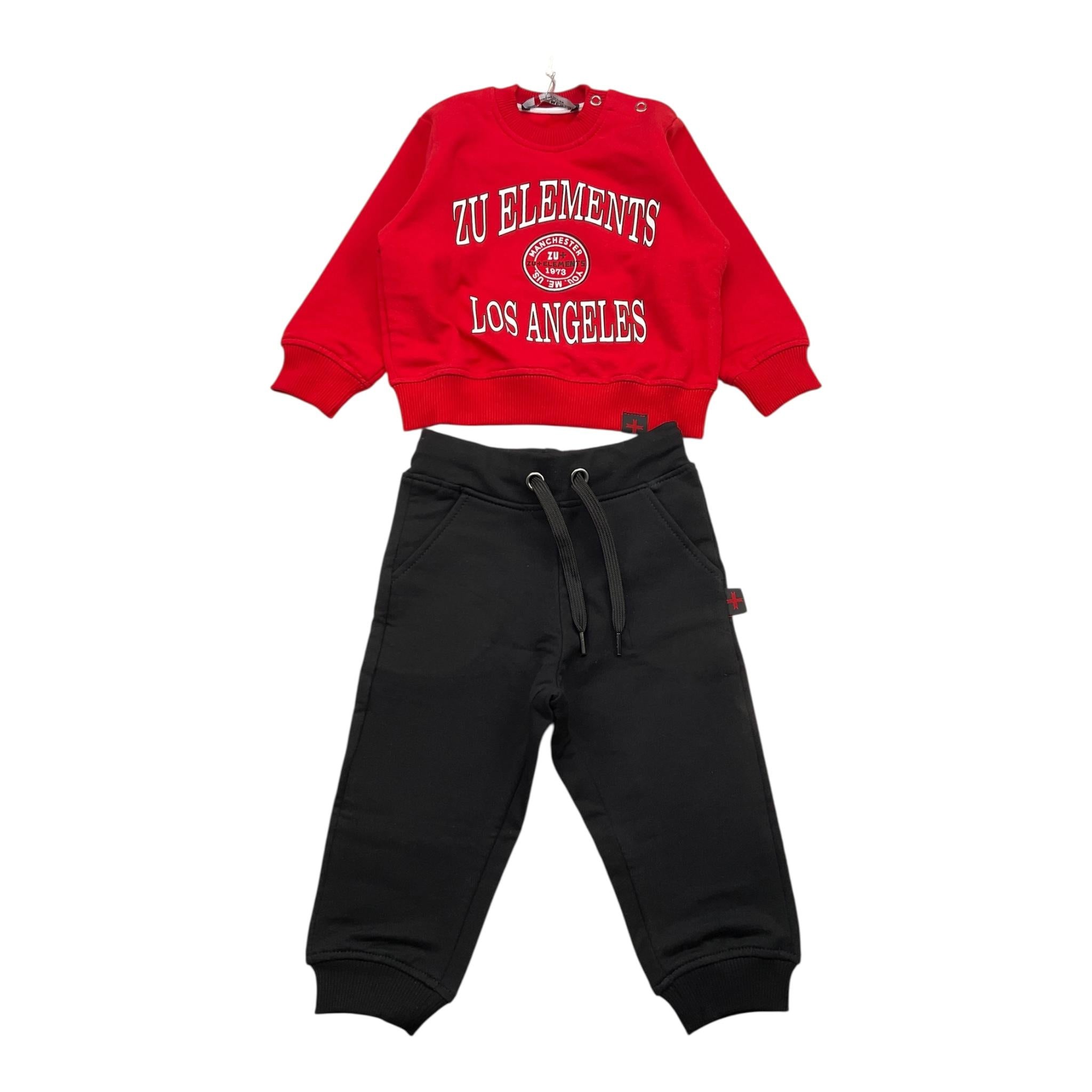 ZU+ELEMENTS completo 2pz felpa-pantalone bicolore Nero/rosso per Neonato ZU292 NERO/ROSSO ZU+ELEMENTS 
