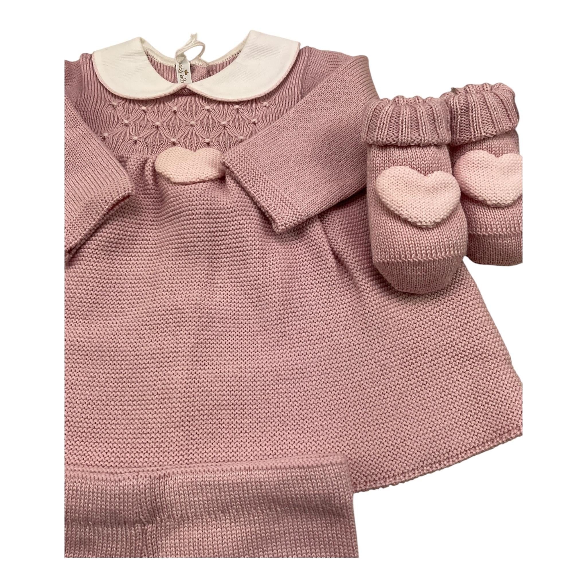 BABY LORD completo3 pezzi maglia-pantalone-babbucce Rosa per Neonata 410 ROSA BABY LORD 