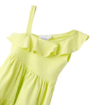 Sarabanda Abito Monospalla Tinta Unita per Bambina 0B341 VERDE ACIDO SARABANDA 