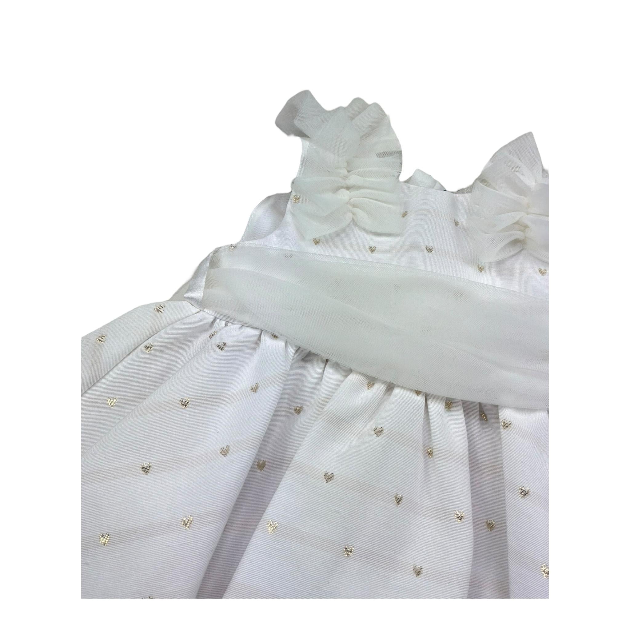 I Delfi Abito Giromanica Tinta Unita con Tulle per Neonata 25P5117 BIANCO I DELFI 