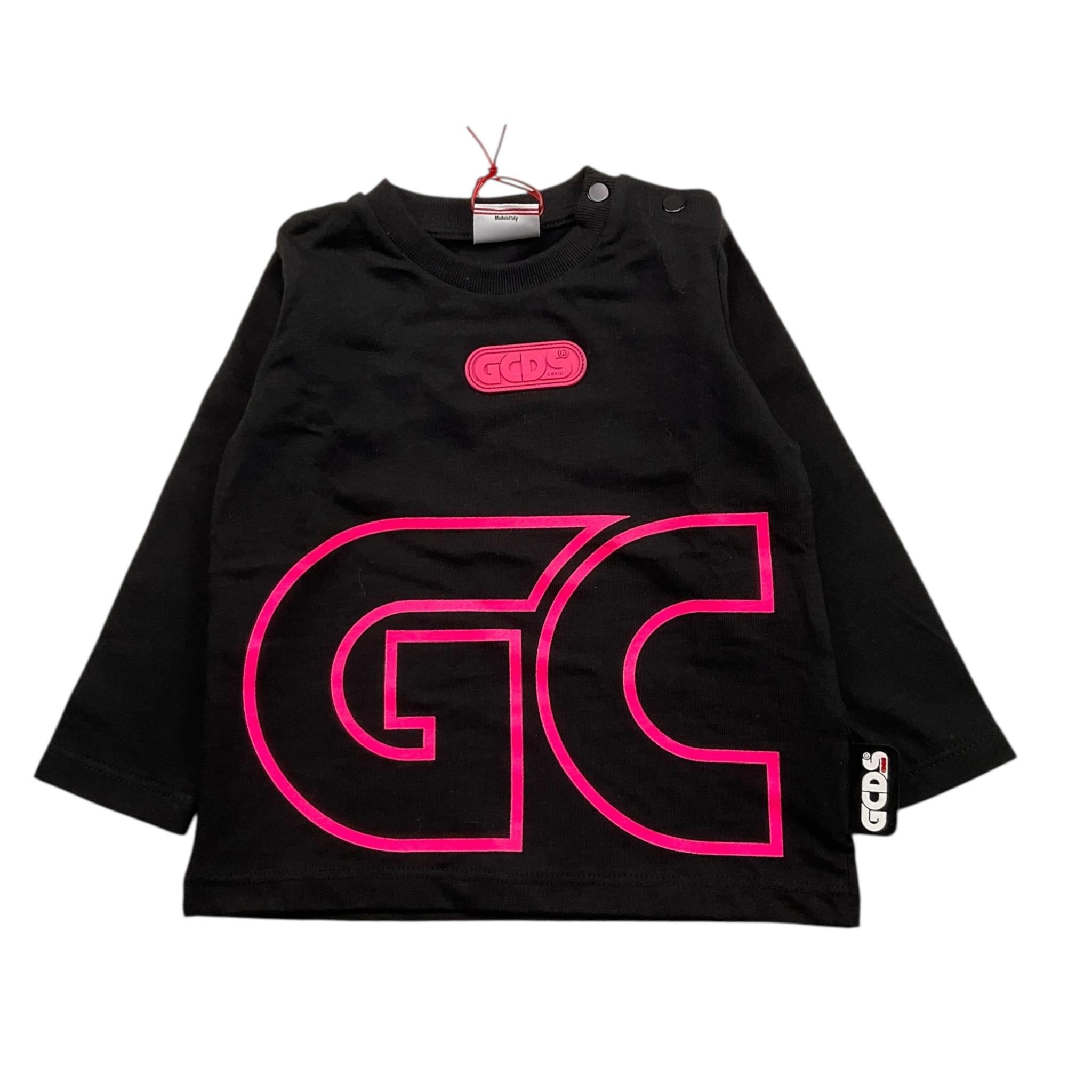 GCDS abito tinta unita girocollo con stampa Nero per Neonata 028775 NERO GCDS 