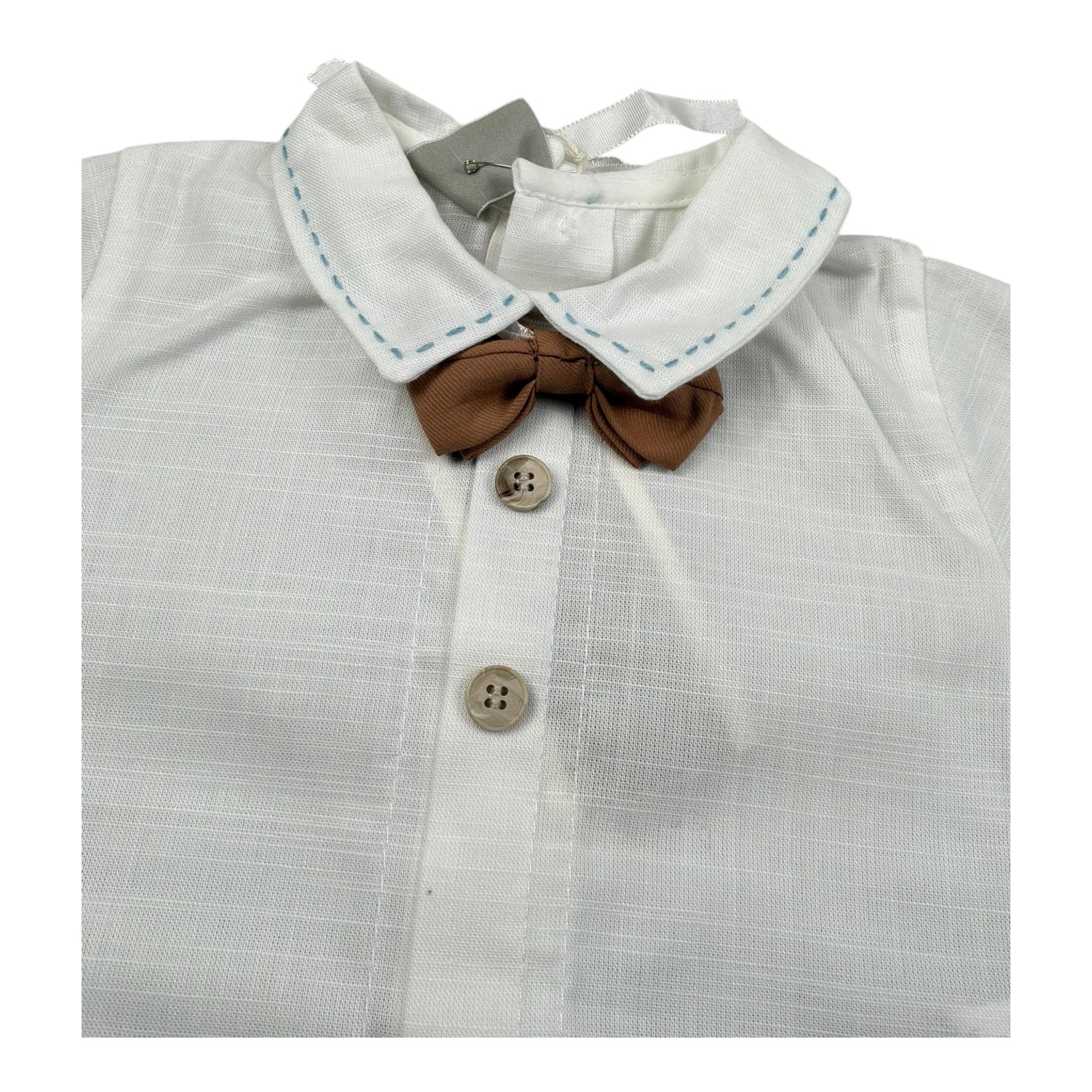 Marlu' Pagliaccetto Mezza Manica Bicolore per Neonato EB5223 BIANCO MARLU' 