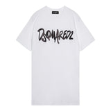 Dsquared2 T-Shirt Girocollo Tinta Unita con Stampa per Bambina DQ2714 BIANCO DSQUARED2 