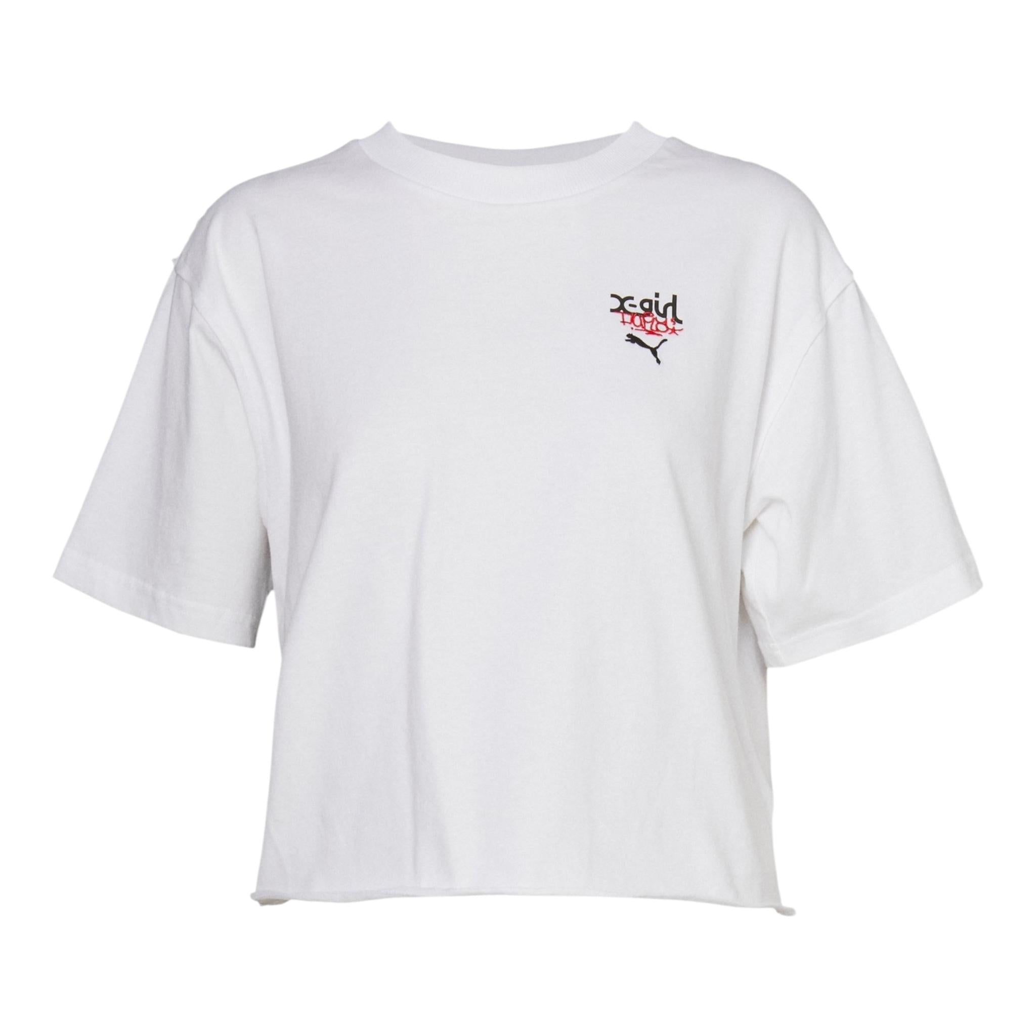 Puma T-Shirt Tinta Unita Girocollo con Logo per Bambina 624723 BIANCO PUMA 