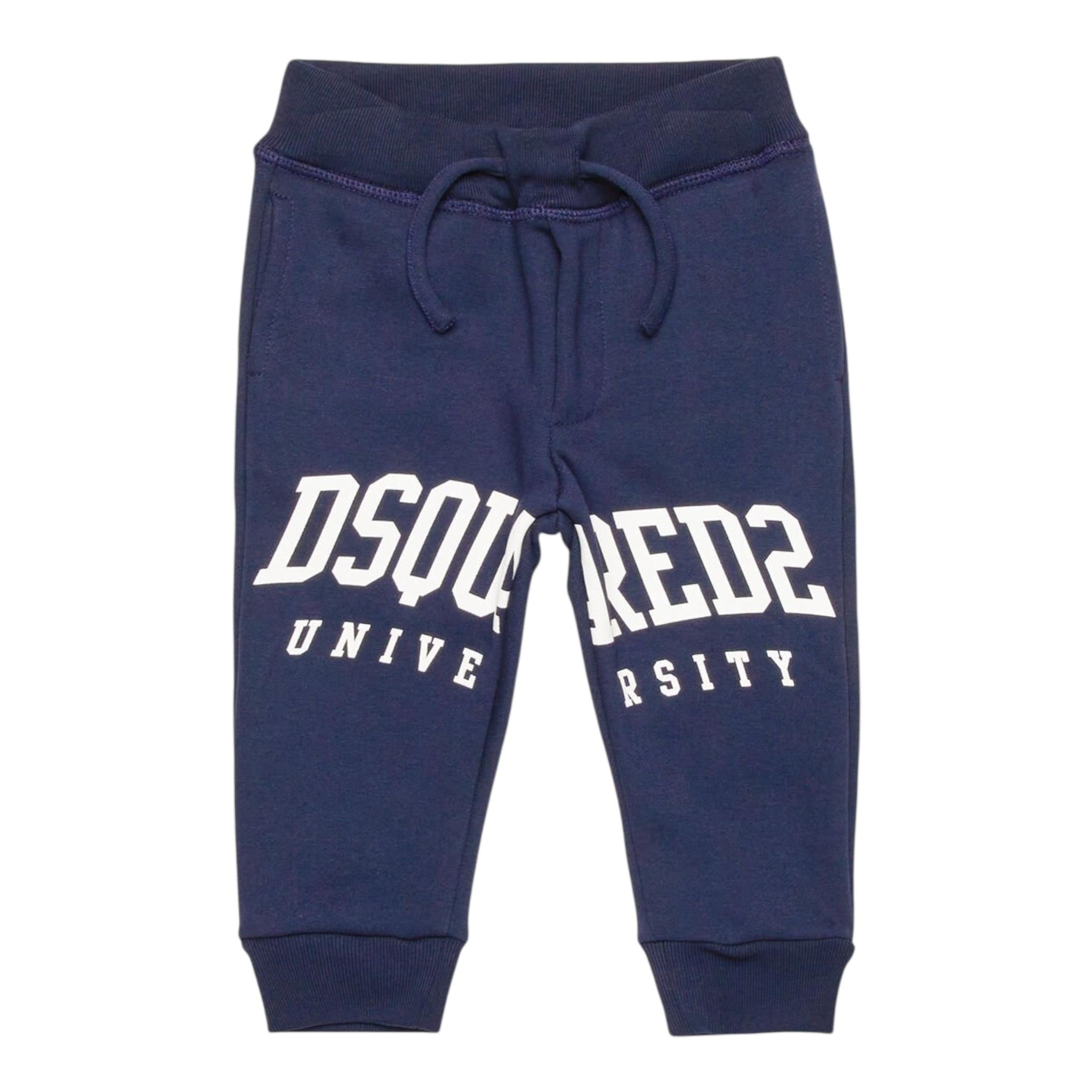 DSQUARED2 pantalone tuta tinta unita con logo Blu per Bambino DQ2498J BLU DSQUARED2 
