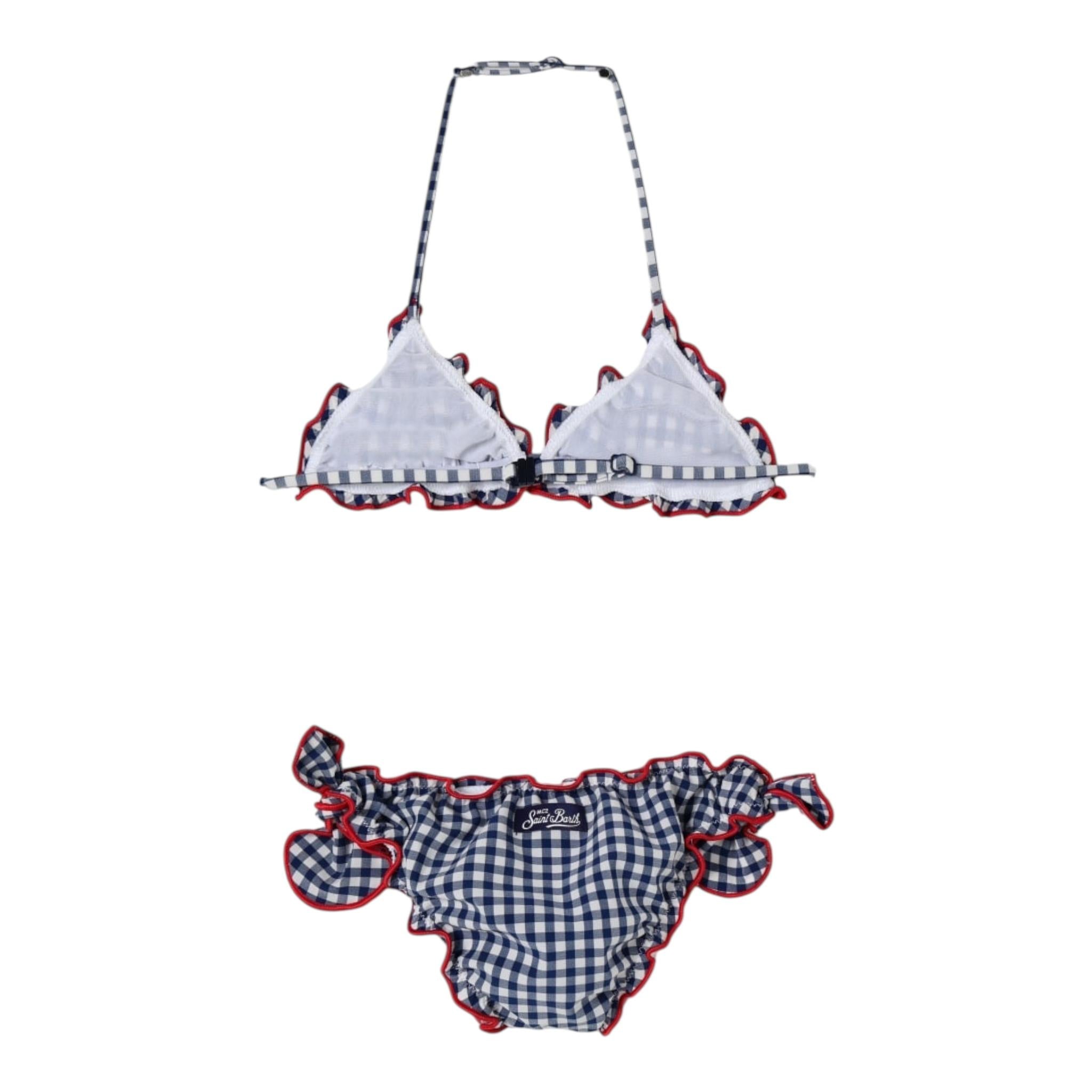 Saint Barth Costume 2 Pezzi Triangolo-Slip Tinta Unita Fantasia A Quadrettini per Bambina CEIS001 BIANCO/BLU SAINT BARTH 