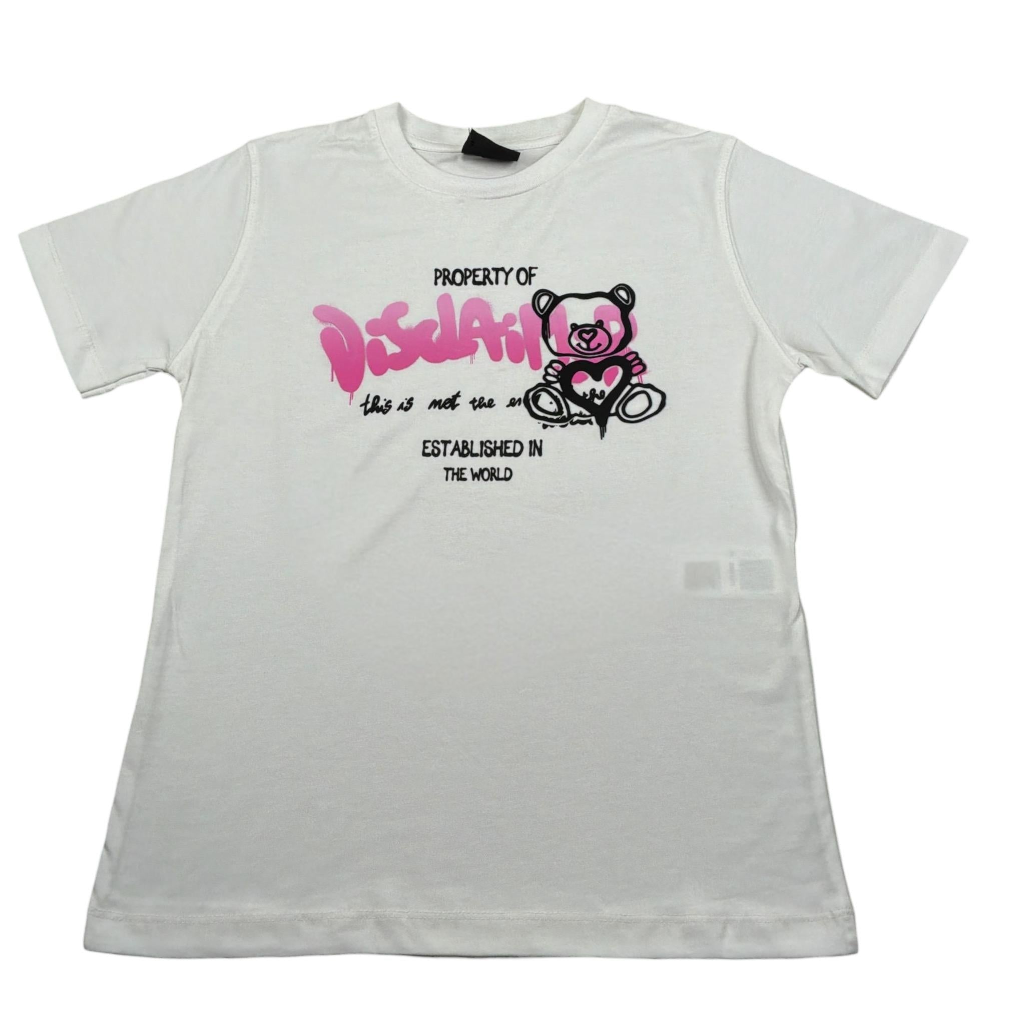 Disclaimer T-Shirt Girocollo tinta unita con Stampa Bianco per Bambina 23IDK53979 BIANCO DISCLAIMER 