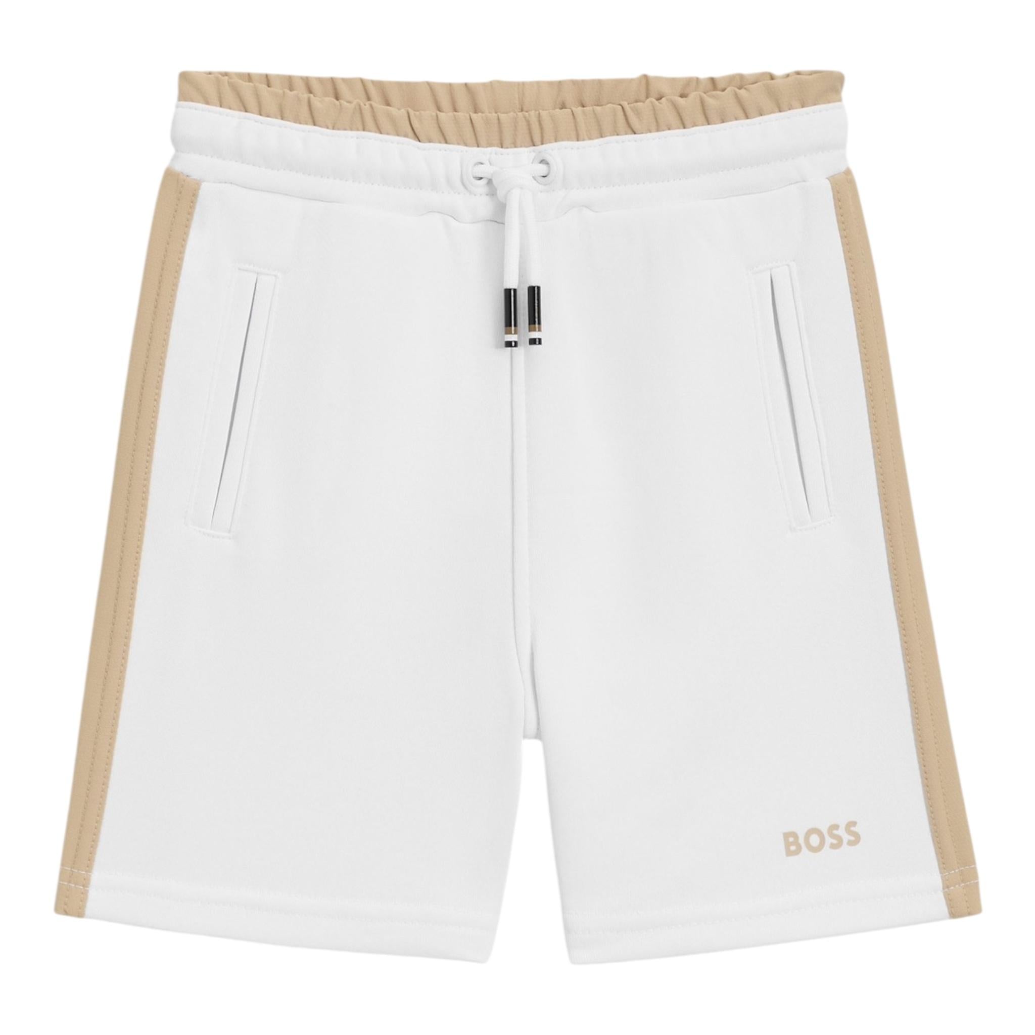 Boss Bermuda Tinta Unita con Elastico In Vita per Bambino J52284 BIANCO BOSS 