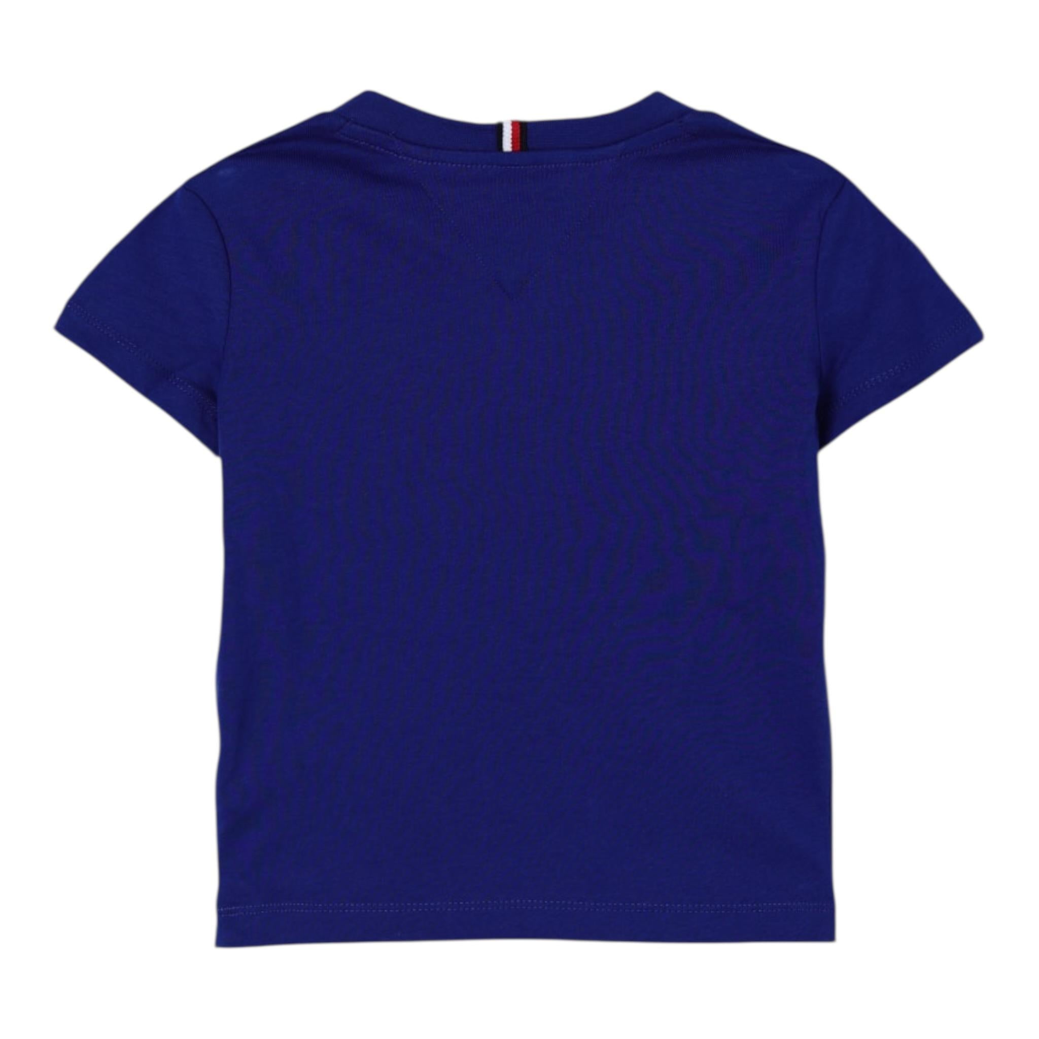 Tommy Hilfiger T-Shirt Girocollo Tinta Unita con Stampa per Bambino KB0KB09536 BLU TOMMY HILFIGER 