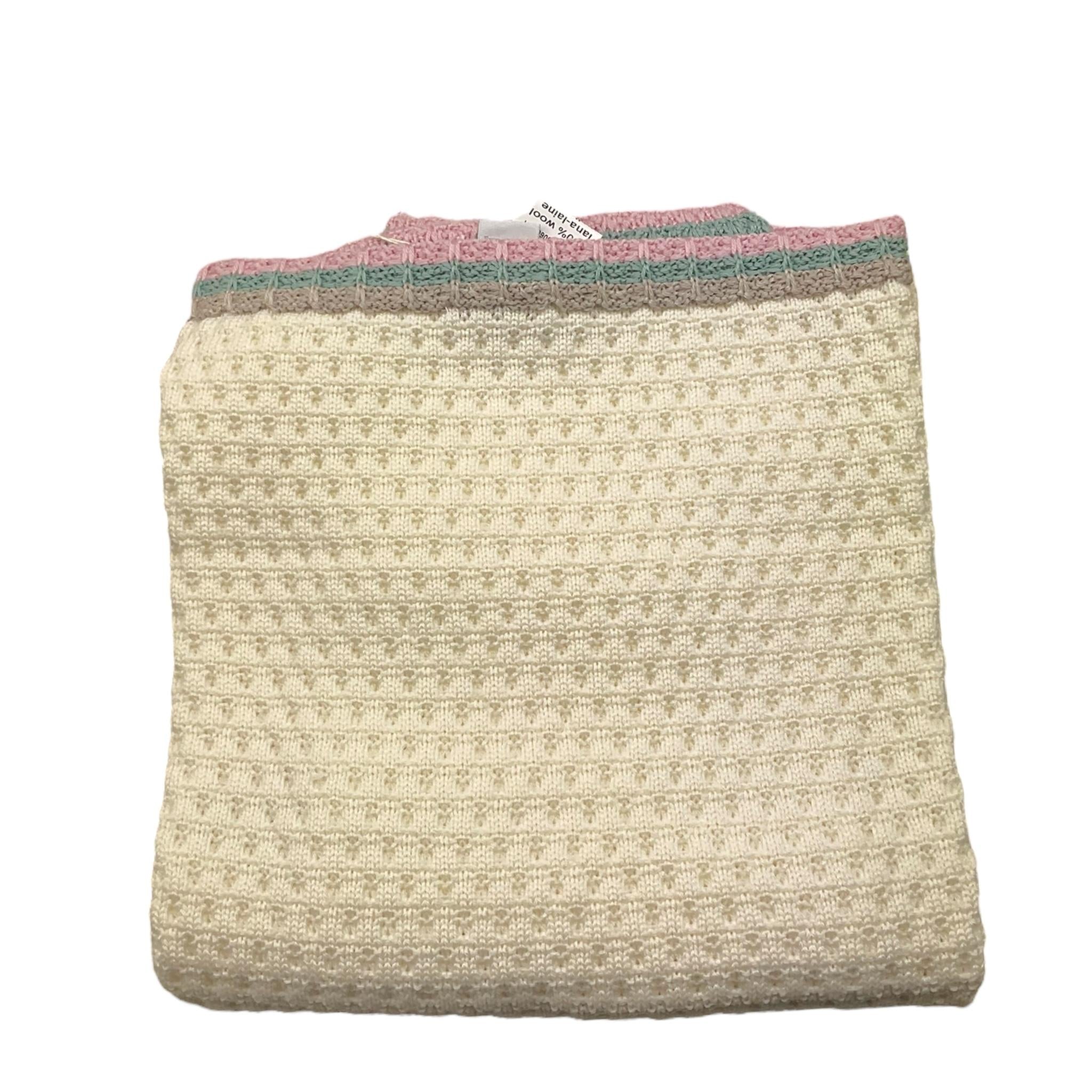 MARLU' coperta tinta unita con applicazioni Panna per Neonata IB1380 PANNA MARLU' 