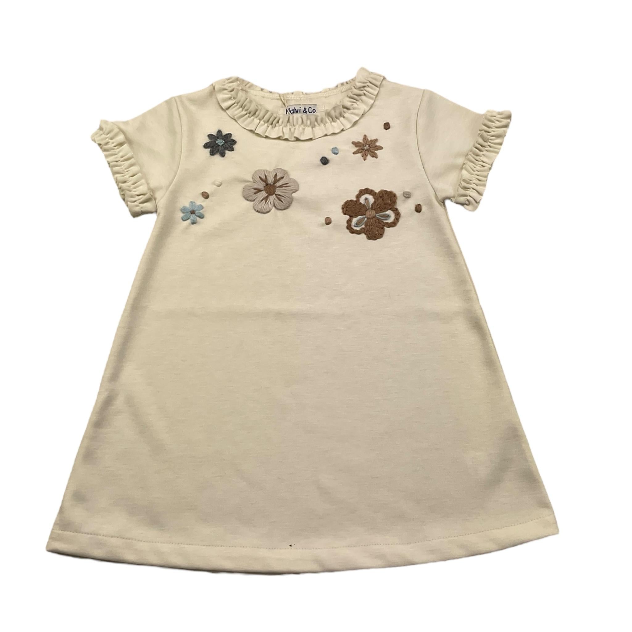 MALVI & CO abito mezza manica tinta unita con ricami Panna per Bambina F23M005VEWX PANNA MALVI & CO 