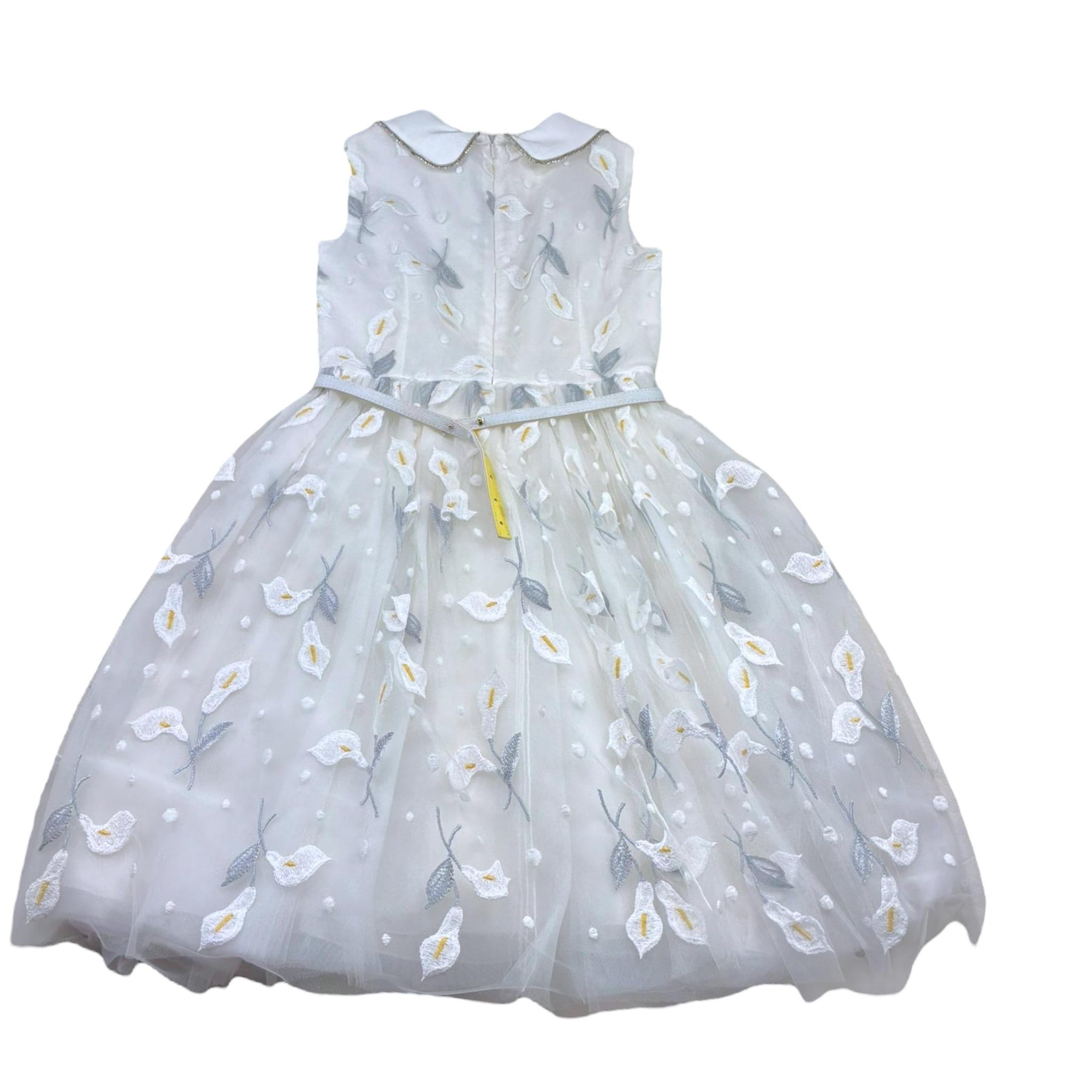 Monnalisa Abito Cerimonia Tinta Unita con Brillantini E Ricami per Bambina 711916 PANNA MONNALISA 