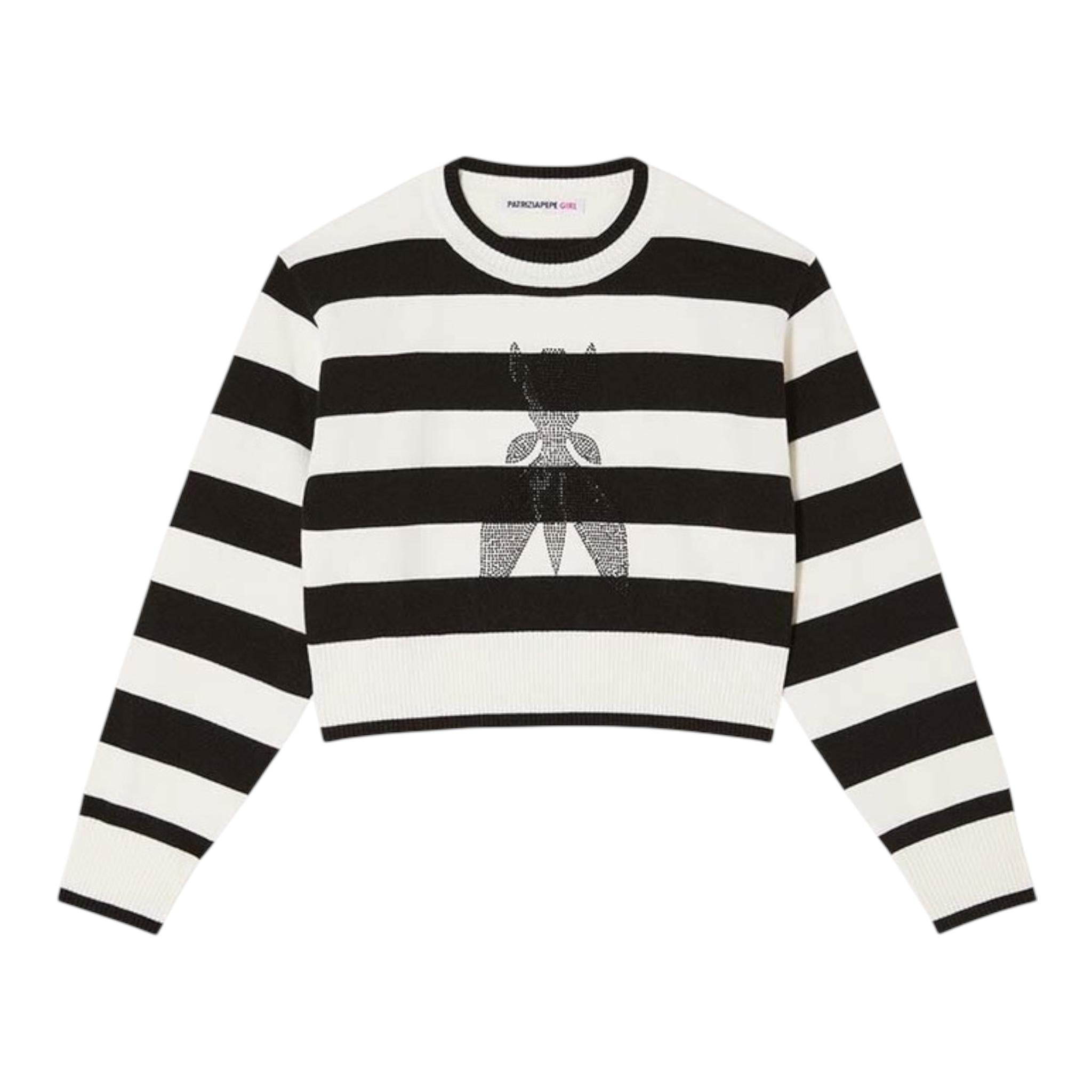 Patrizia Pepe Maglia Bicolore con Fantasia A Righe per Bambina 7K0048 BIANCO/NERO PATRIZIA PEPE 