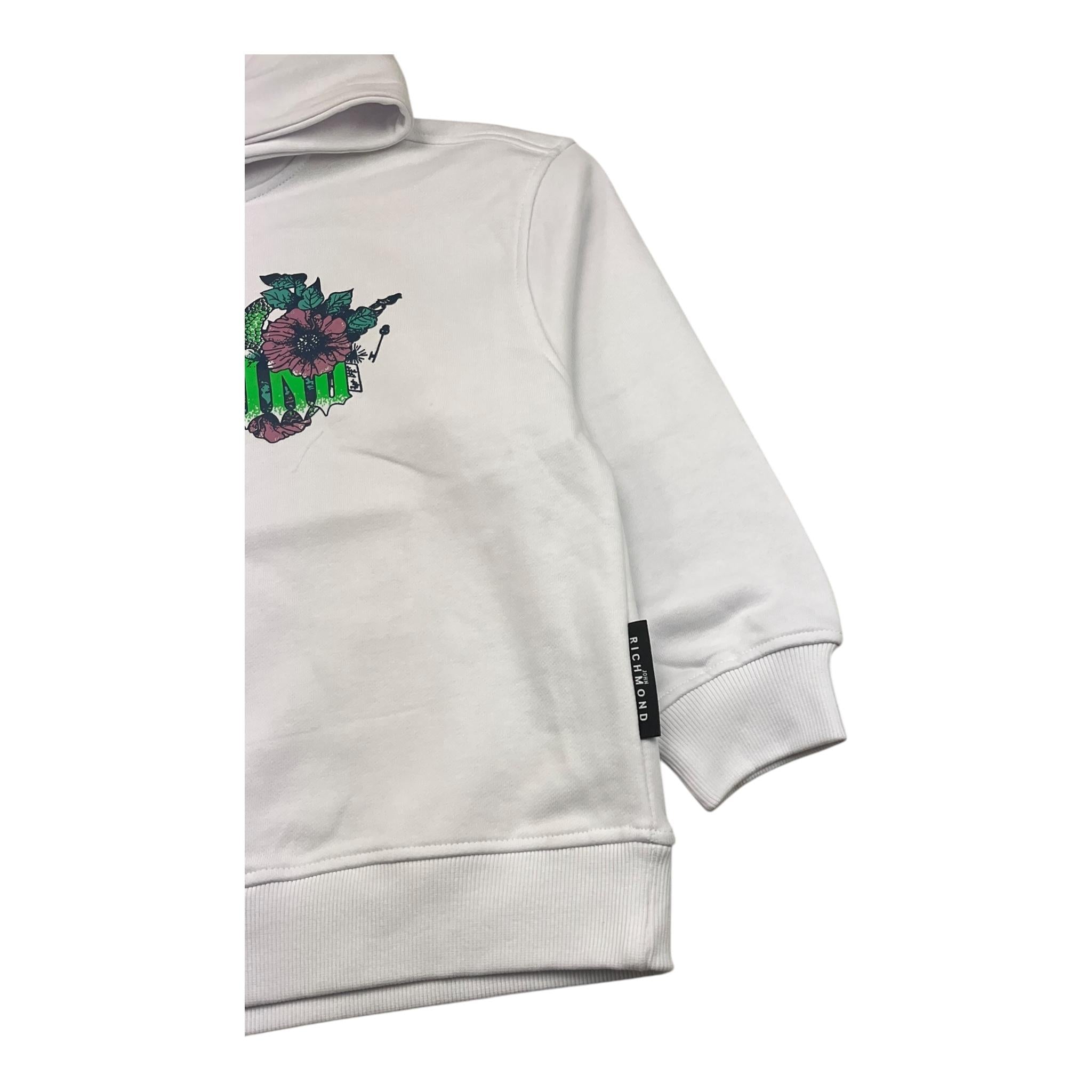 JOHN RICHMOND felpa chiusa con cappuccio tinta unita con stampa in contrasto Bianco per Bambino RGA25099FE BIANCO JOHN RICHMOND 