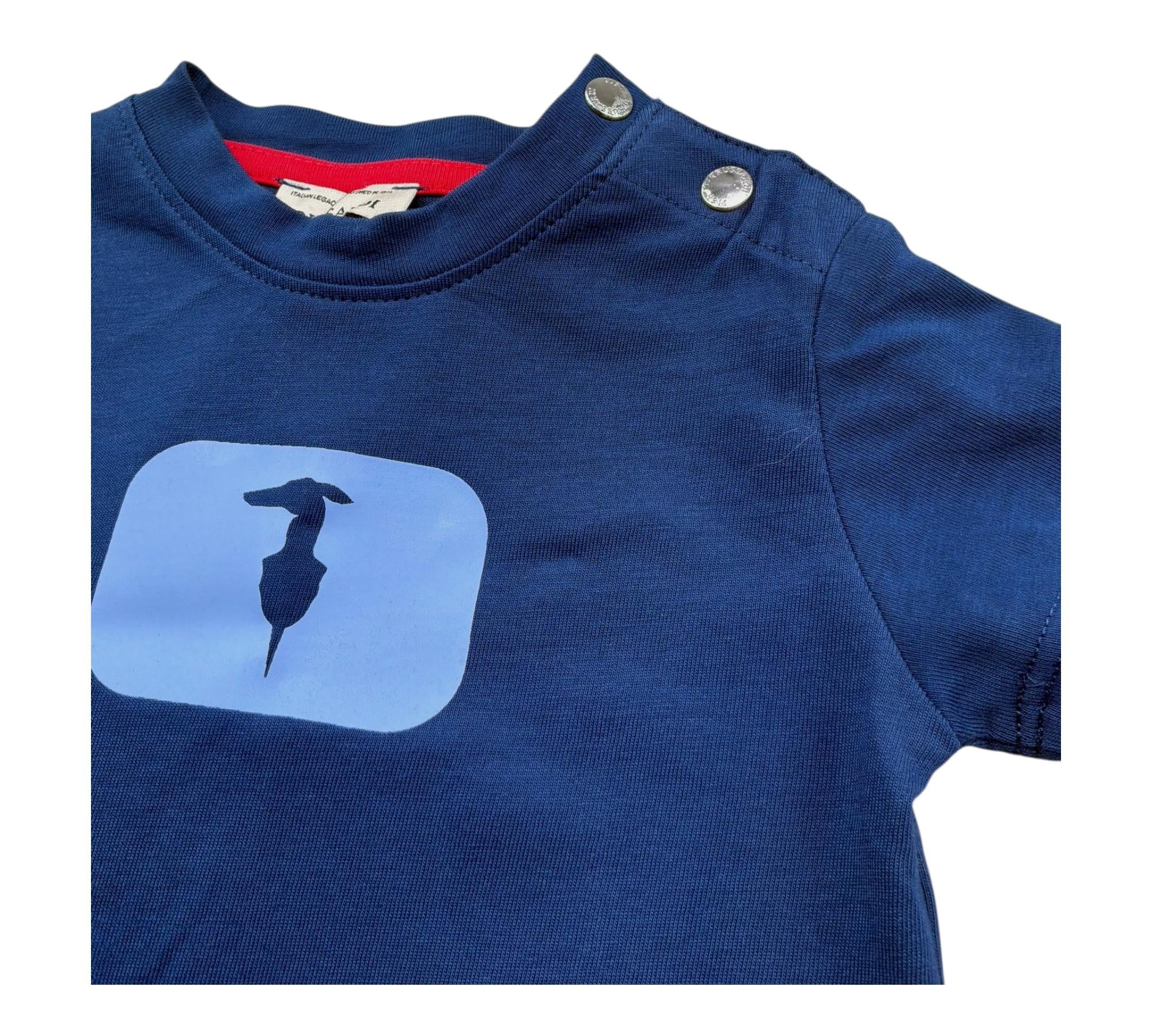 Trussardi T-Shirt Girocollo Tinta Unita con Stampa per Neonato TIP26093TS BLU TRUSSARDI 