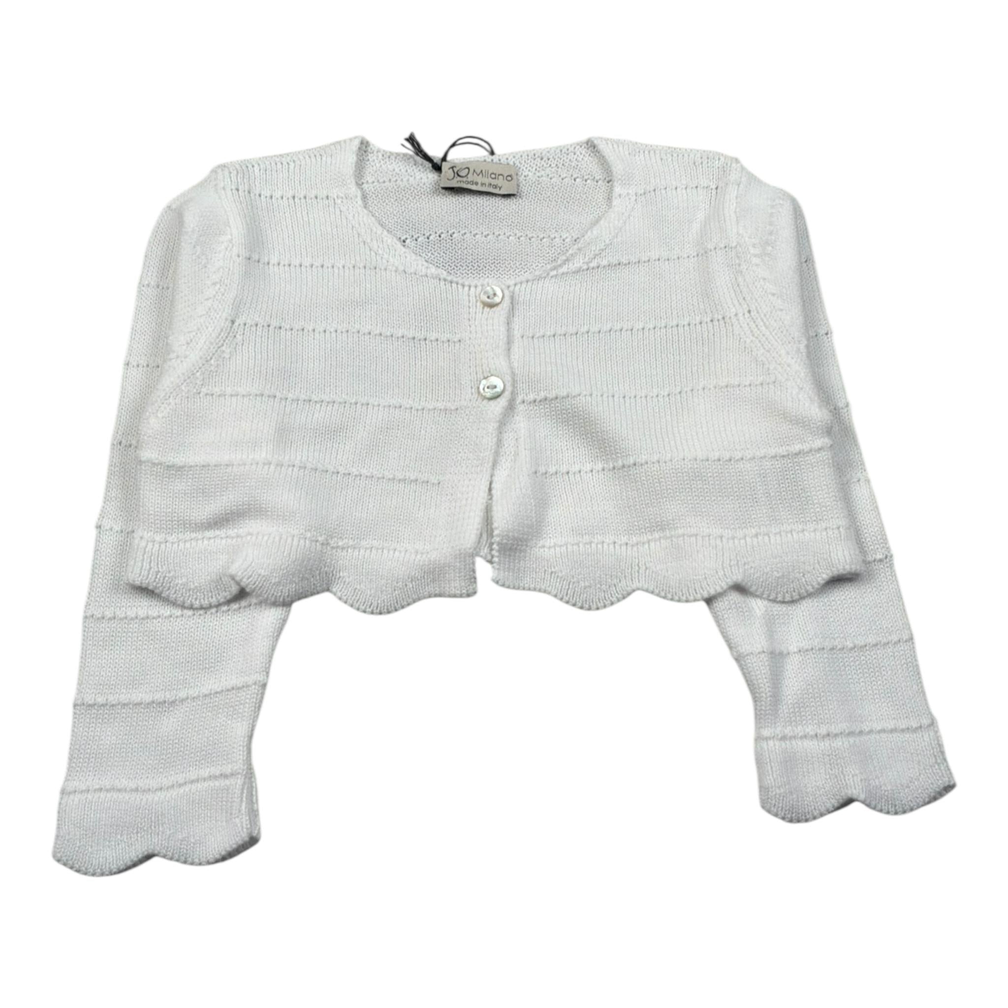 J.O. Milano Coprispalle Tinta Unita con Ricami per Neonata 573X1 BIANCO J.O. MILANO 