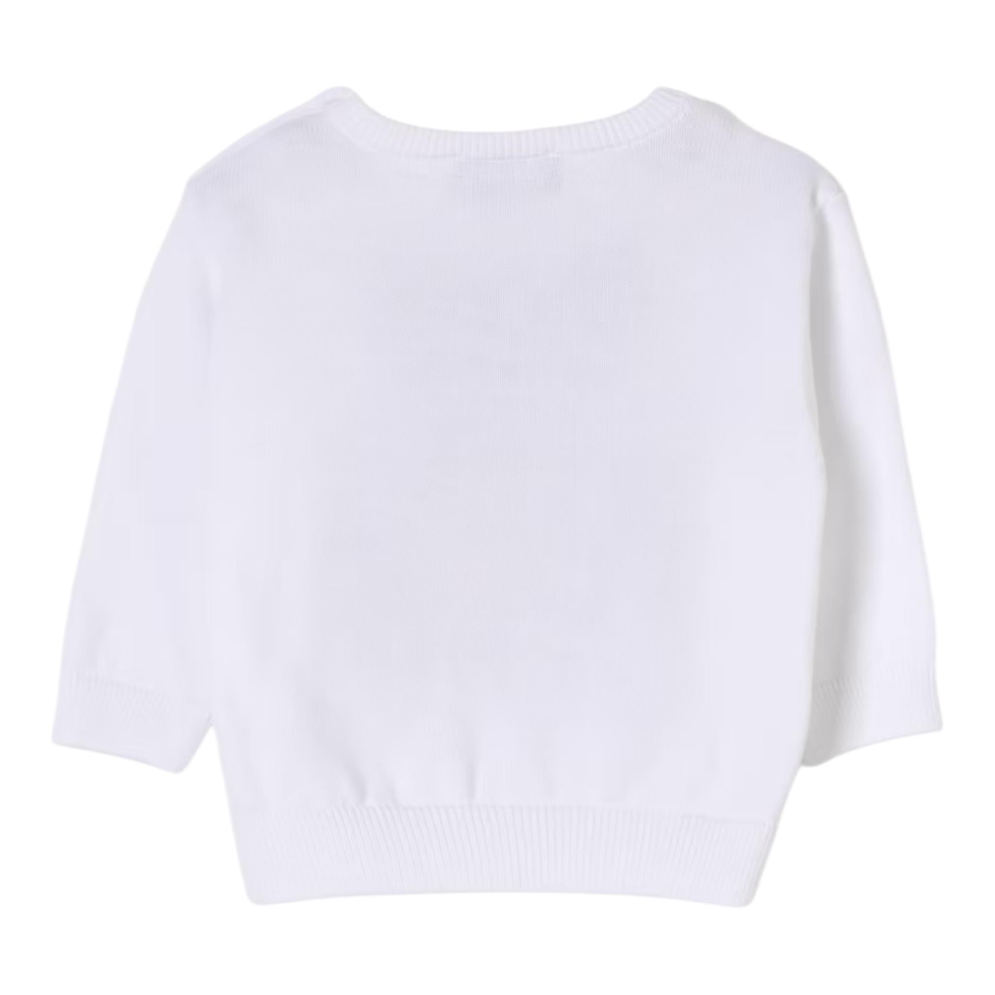 Moschino Maglia Girocollo Tinta Unita con Orso per Neonato M5W00J BIANCO MOSCHINO 