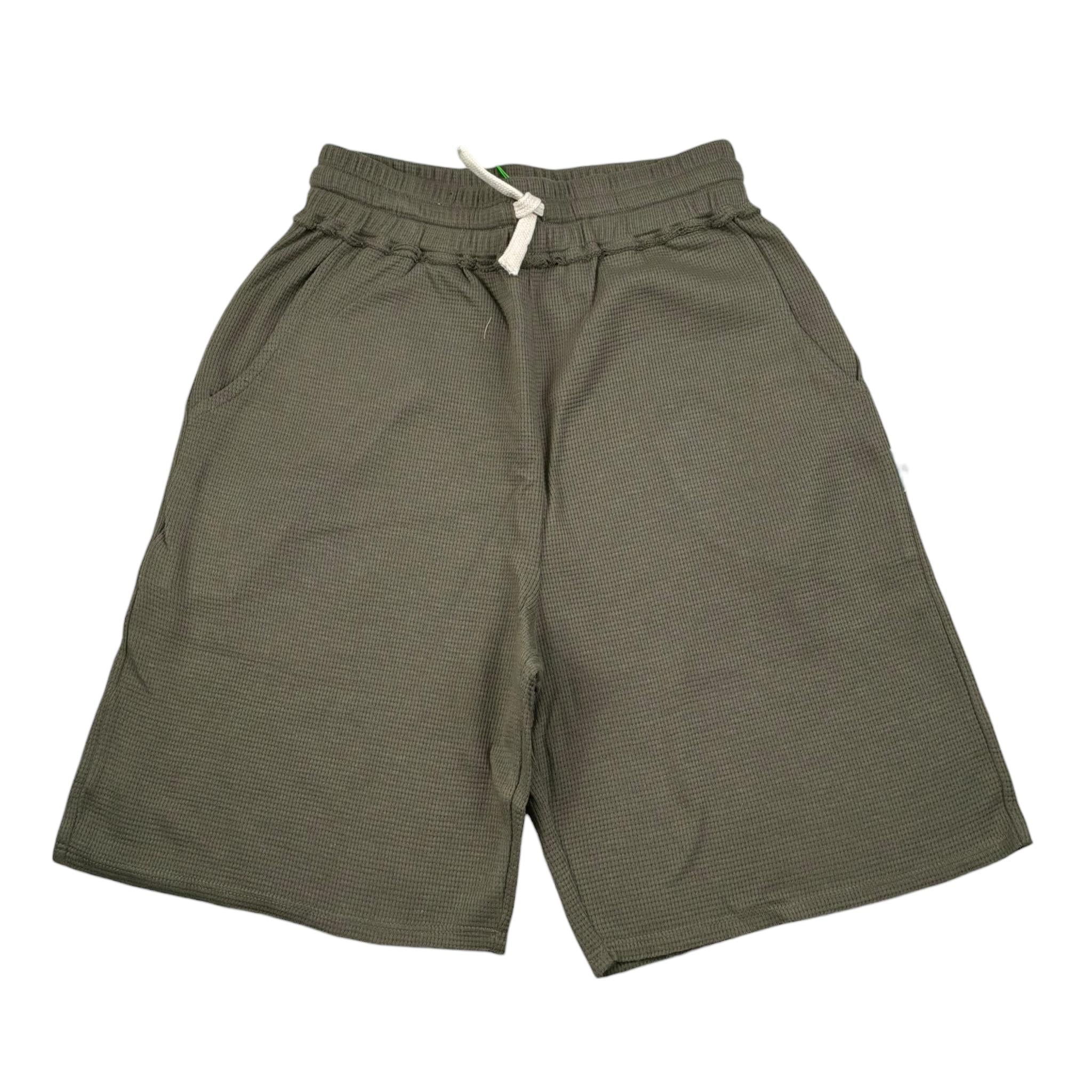 Please Bermuda Tinta Unita con Elastico In Vita per Bambino RE35030G75 VERDE PLEASE 