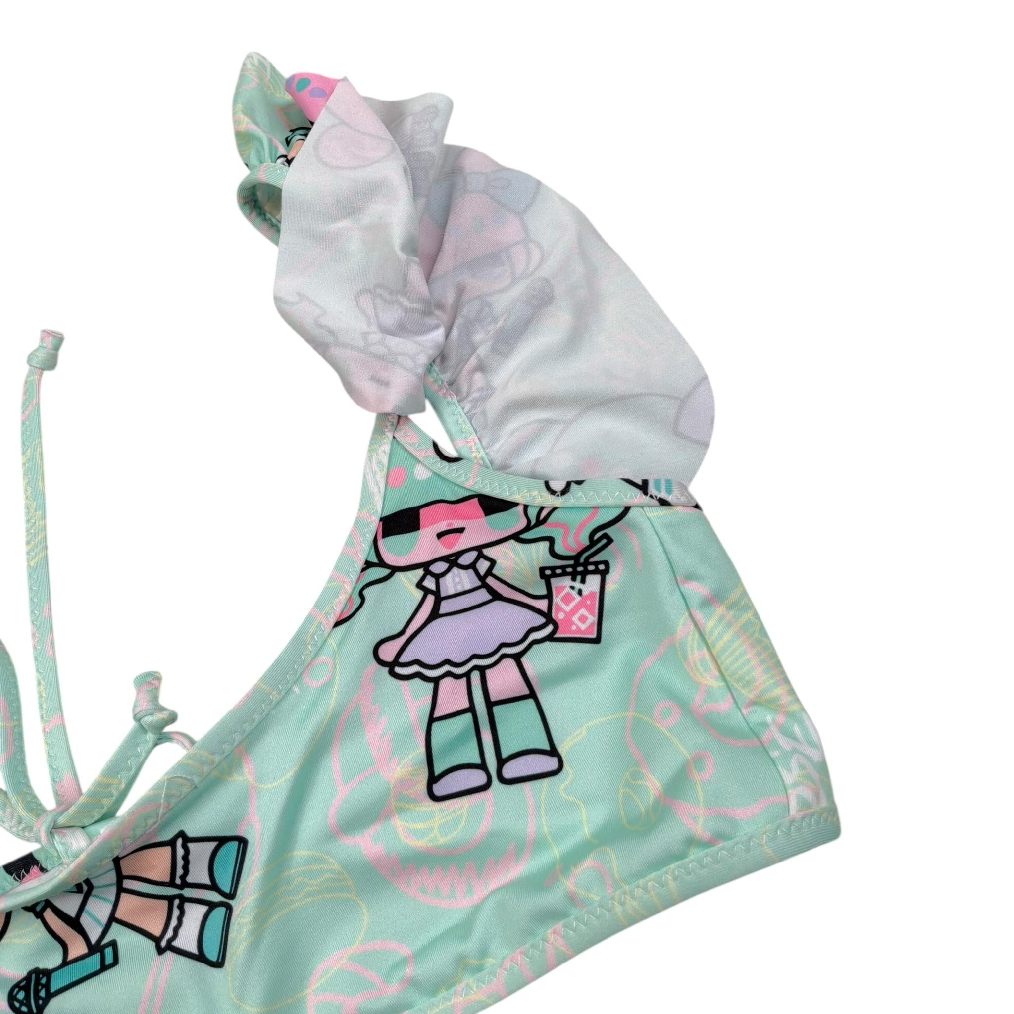 Mousse Costume 2 Pezzi Slip-Fascia per Bambina COSTUDOL VERDE ACQUA MOUSSE 