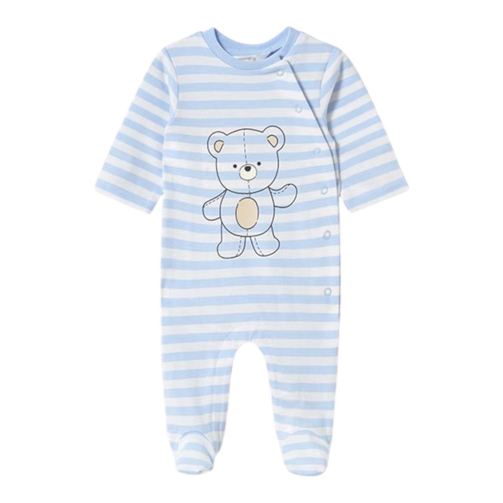 Mayoral Tutina Manica Lunga Fantasia A Righe Azzurro per Neonato 1709UX AZZURRO MAYORAL 