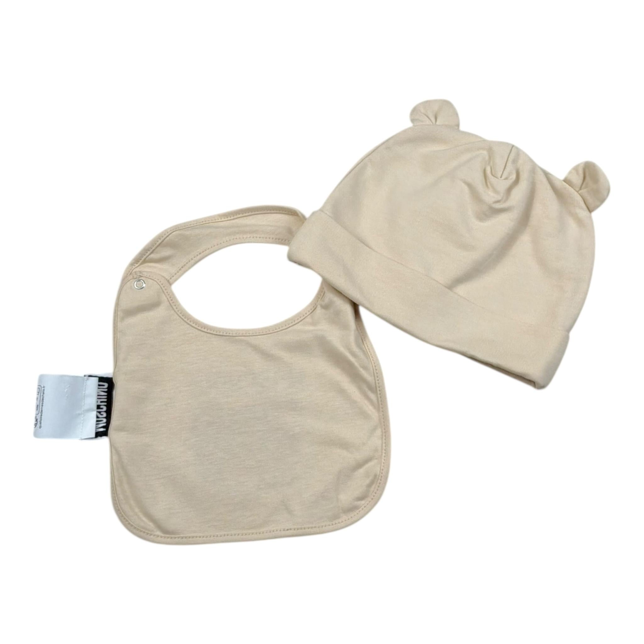 Moschino Set Cappello-Bavetta Tinta Unita per Neonato MUY084M BEIGE MOSCHINO 