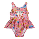 Guess Costume Intero Tinta Unita Stampe per Neonata A3GZ02MP004 ROSA GUESS 