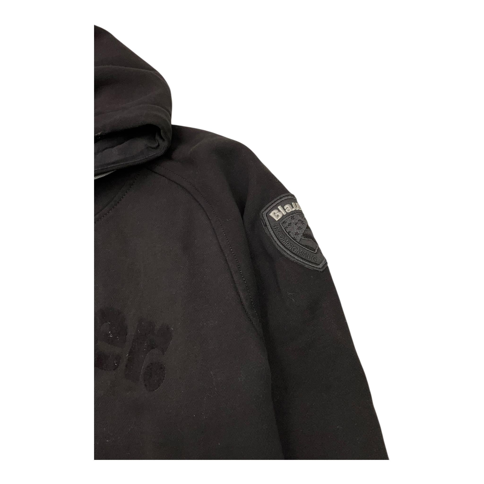 BLAUER felpa chiusa con cappuccio tinta unita con logo Nero per Bambino 24WBLKF08530 NERO BLAUER 