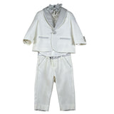 Petit Completo 5 Pezzi Giacca-Camicia-Bermuda-Papillon-Gilet  per Neonato S3515715L PANNA PETIT 