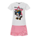 Moschino Completo 2 Pezzi T-Shirt-Short Bicolore per Bambina HDG01C BIANCO/ROSA MOSCHINO 