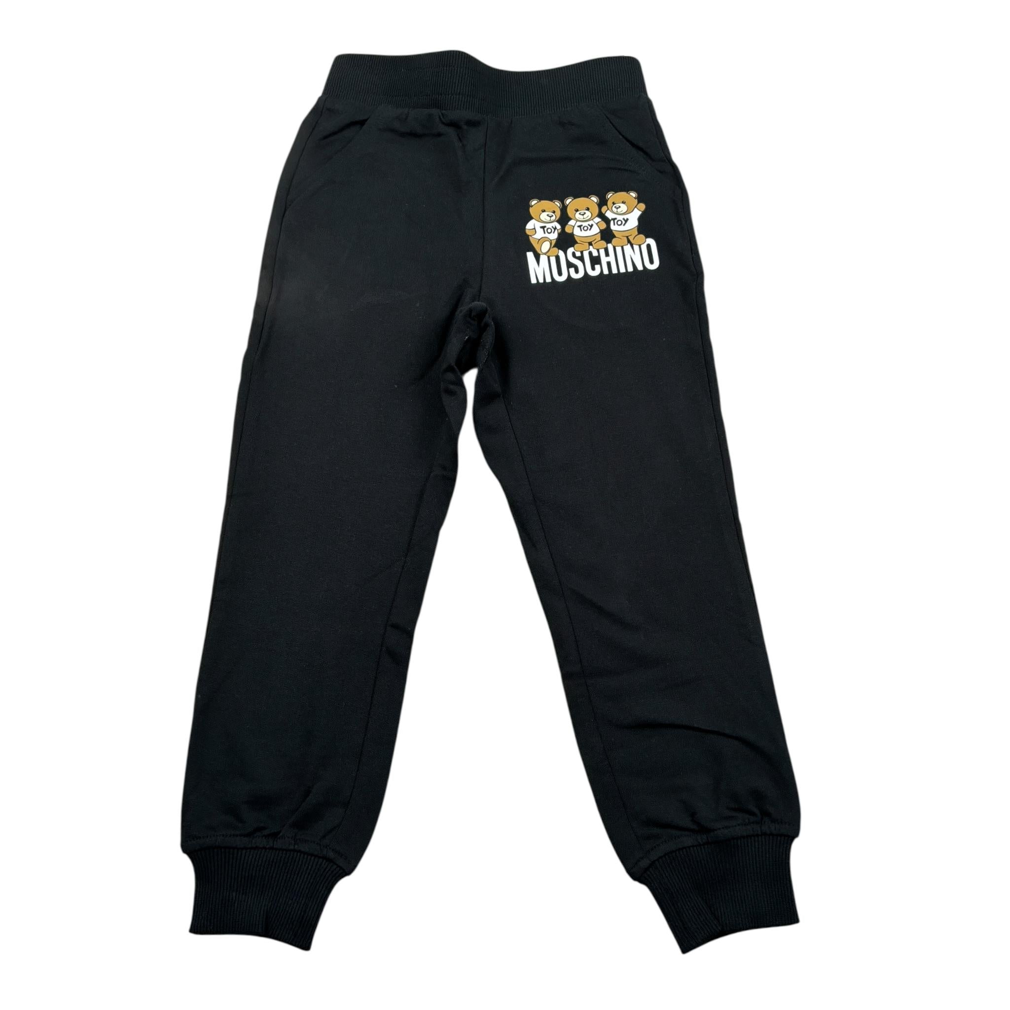 Moschino Pantalone Tuta tinta unita con Logo Nero per Bambino HUP079 NERO MOSCHINO 